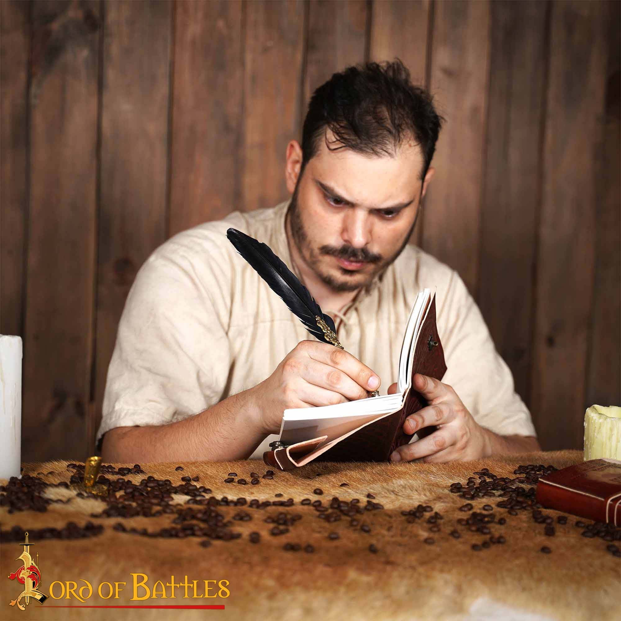 Diario Medieval de Cuero "el Árbol de la Vida" - Diario Artesanal con Cerradura de Latón - Imagen 6