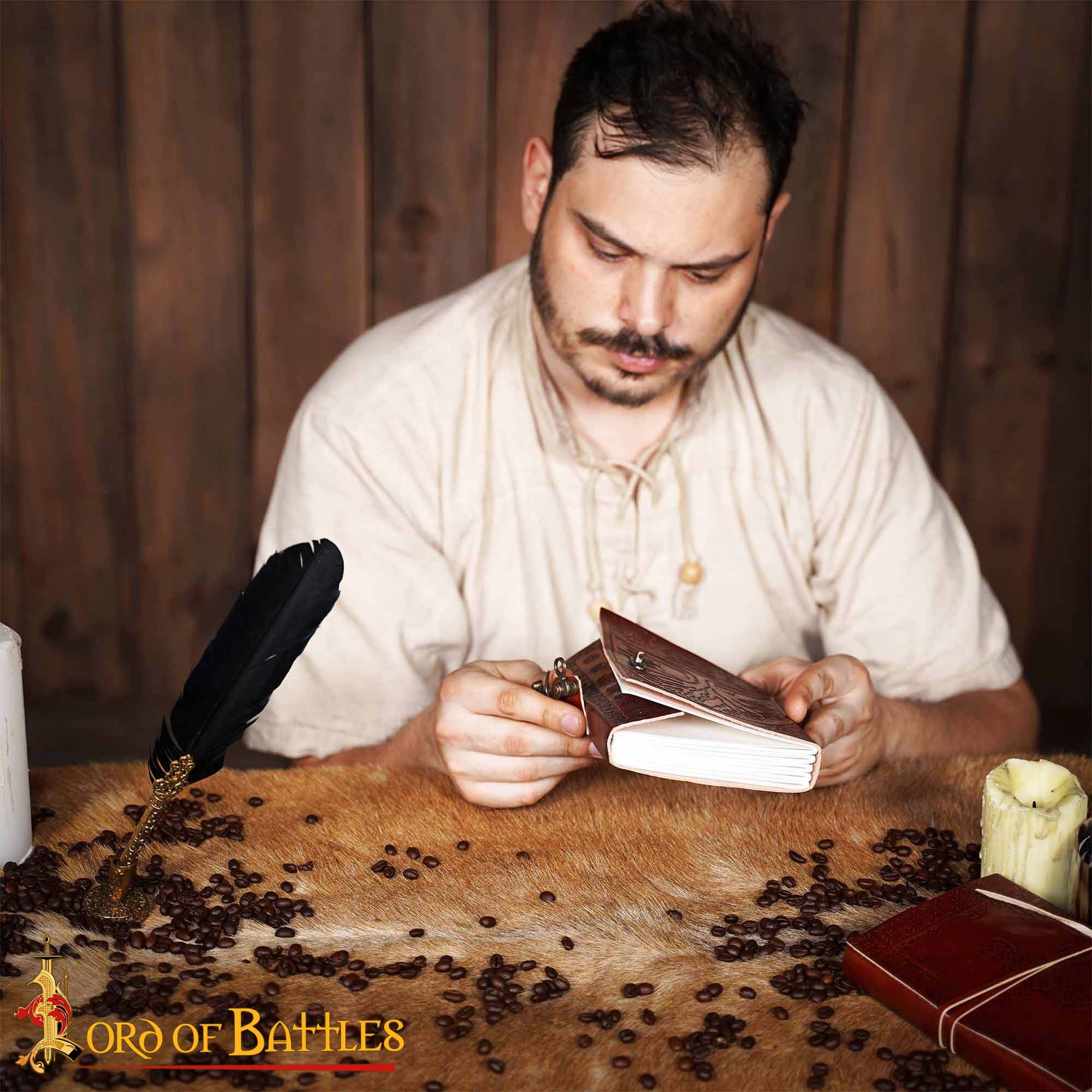 Diario Medieval de Cuero "el Árbol de la Vida" - Diario Artesanal con Cerradura de Latón - Imagen 7