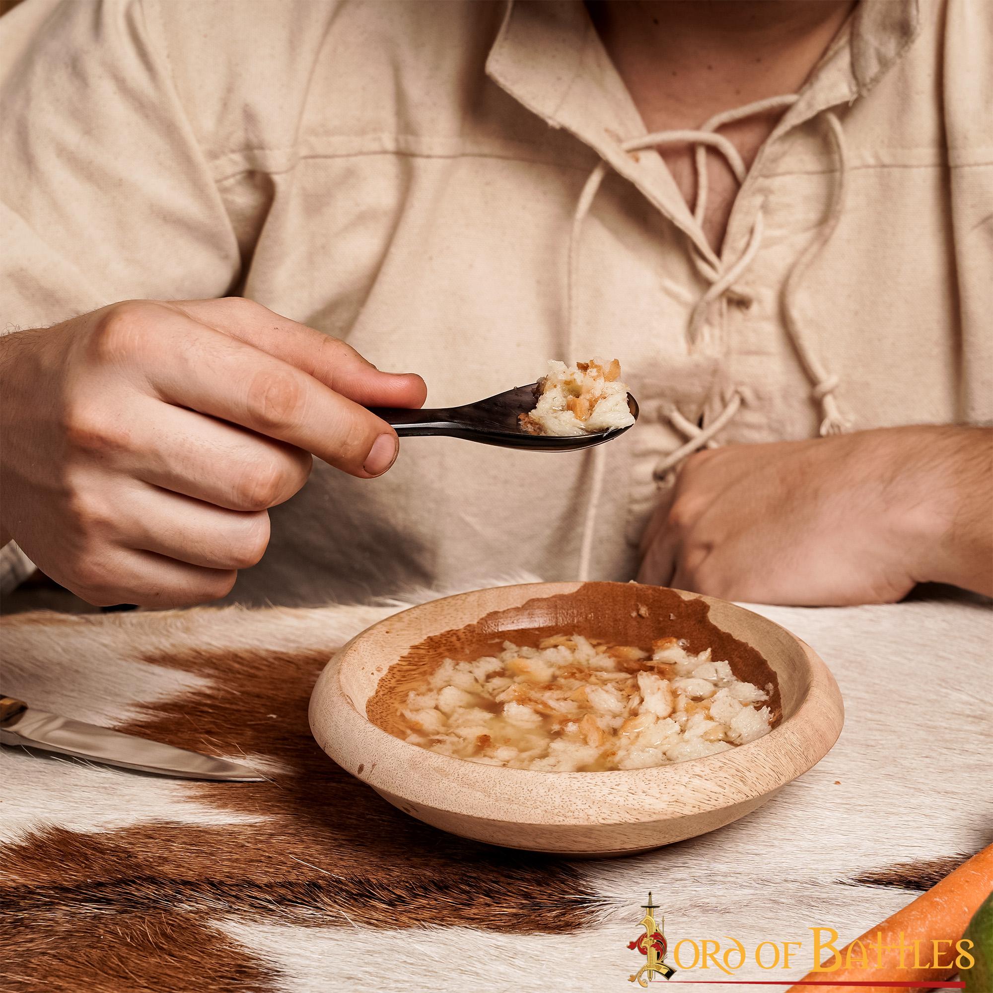 Viking Feast Tazón Ancho de Madera Hecho a Mano Cubiertos Útiles de Madera Dura - Imagen 5