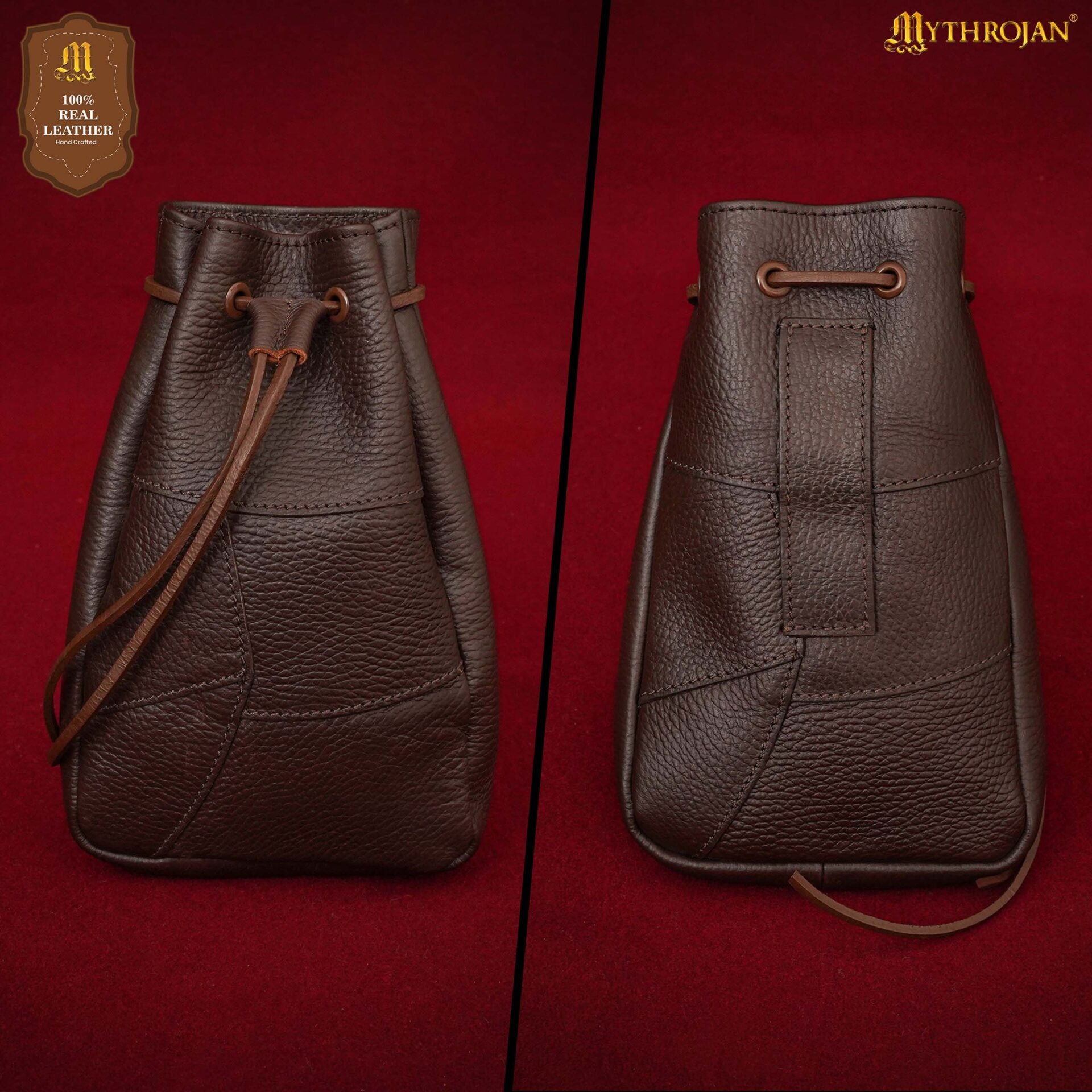 Bolsa Medieval con Cordón Mythrojan, Marrón, 7"×5". - Imagen 5