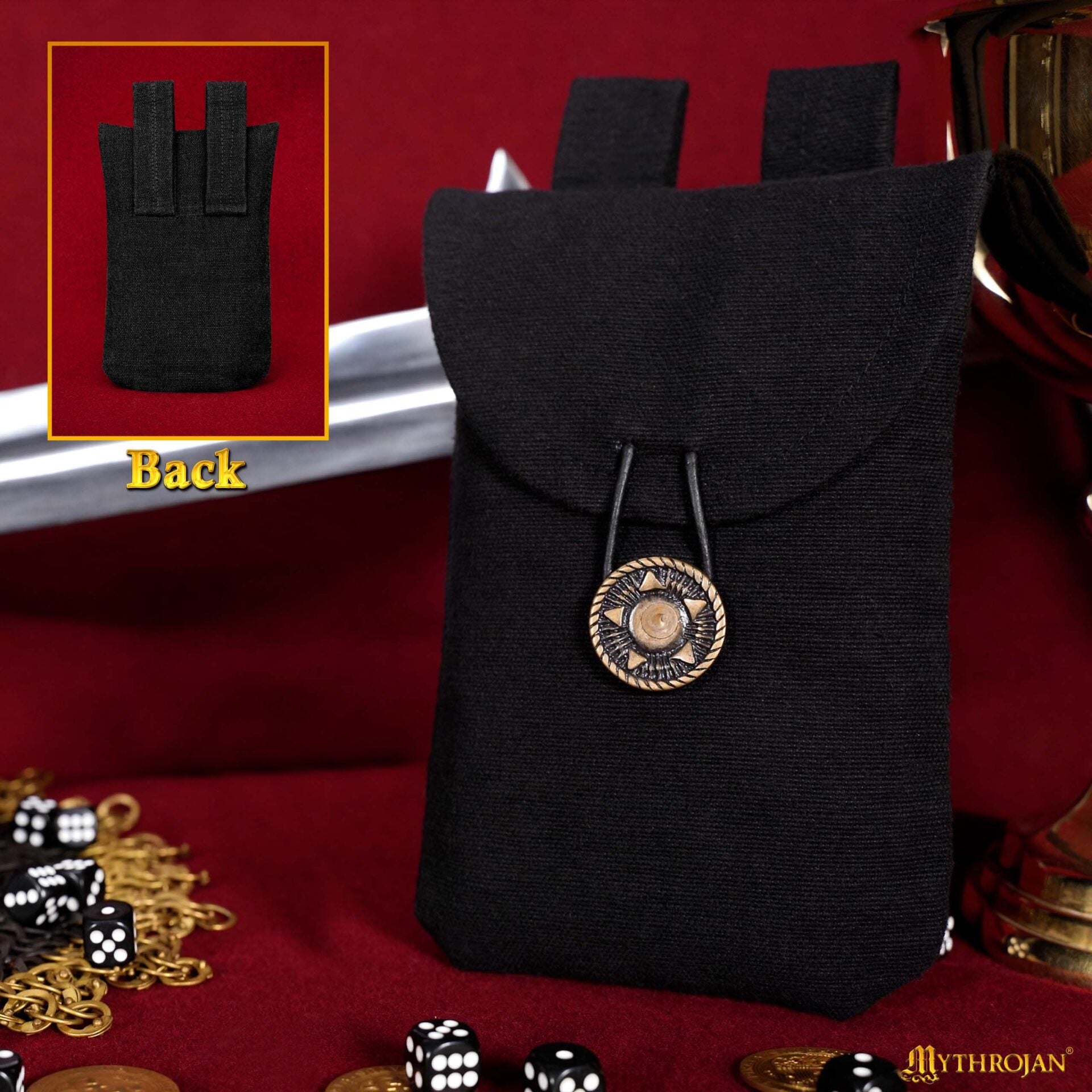 Riñonera Mythrojan, Ideal para Sca Larp Recreación y Feria Ren, Lienzo Tejido a Mano 100% Algodón , Marrón , 7.2 - Imagen 5