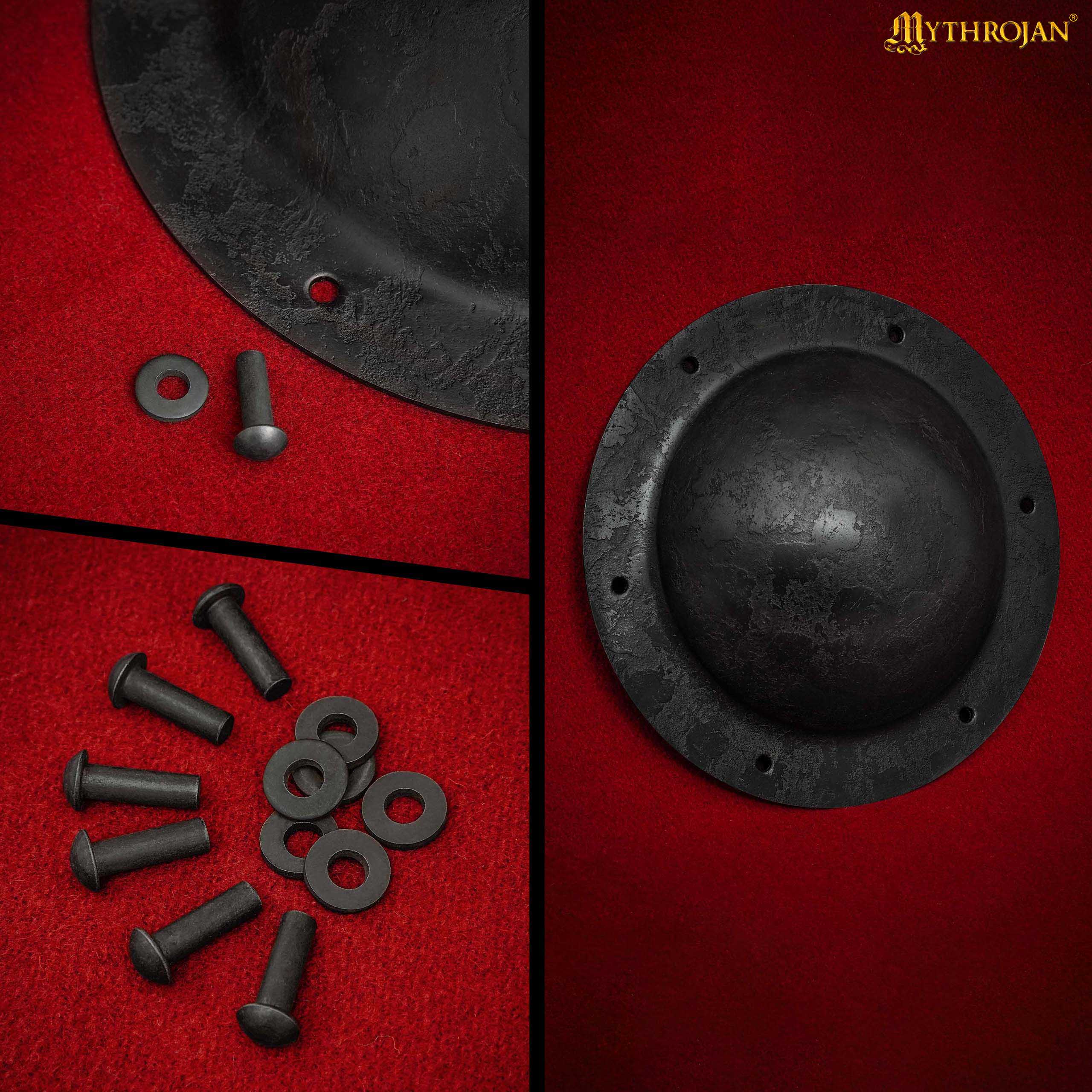 Escudo Umbo Forjado a Mano con Remaches | Acabado en Acero Bruto Envejecido - Imagen 6