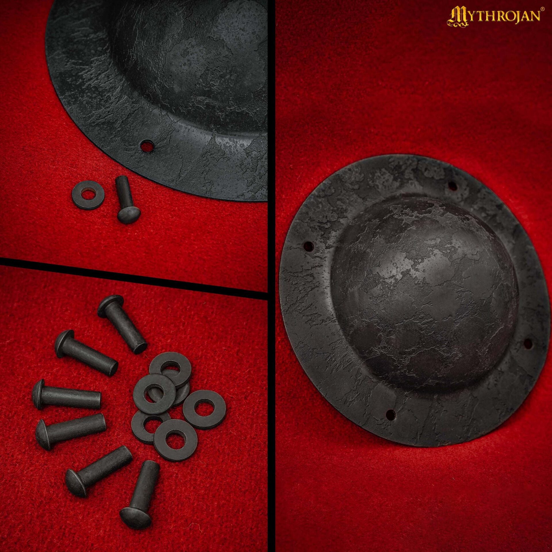 Jefe de Escudo de Acero Antiguo Forjado a Mano con Remaches - Vikingo y Medieval - Imagen 6