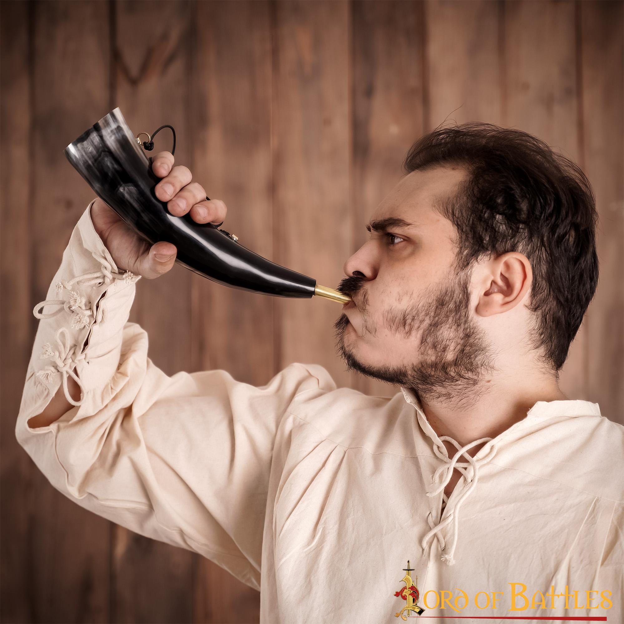 Viking Blowing Horn - Bocina de Buey de Origen Ético con Boquilla de Latón - Imagen 14