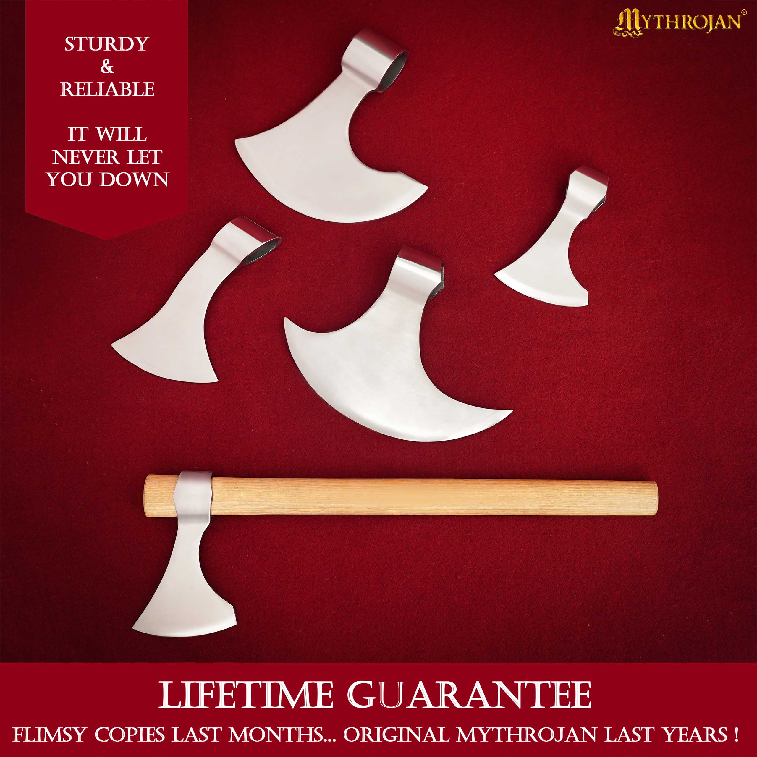 Mythrojan Medieval Vikingo Barbudo Batalla Hacha Cabeza Larp Traje de Acero Arma - Imagen 6