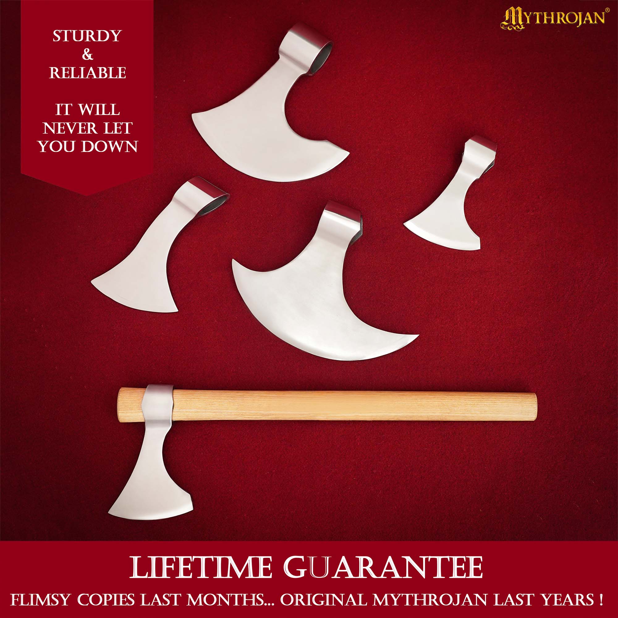 Mythrojan Medieval Vikingo Hacha Batalla Listo Axehead Reenactment Renacimiento Disfraz - Imagen 6