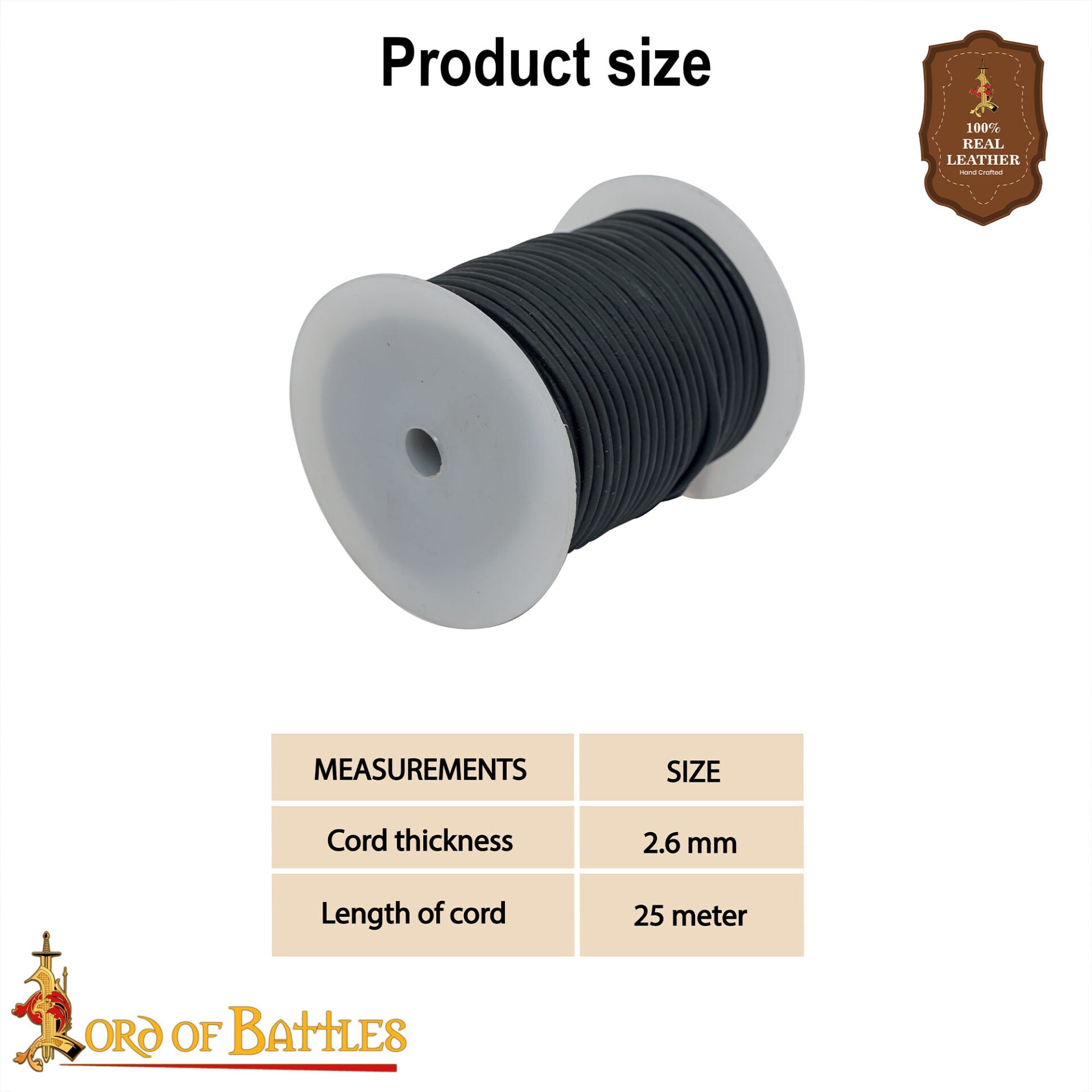Cordón de Cuero Auténtico Redondo de 2,6 Mm - Imagen 3