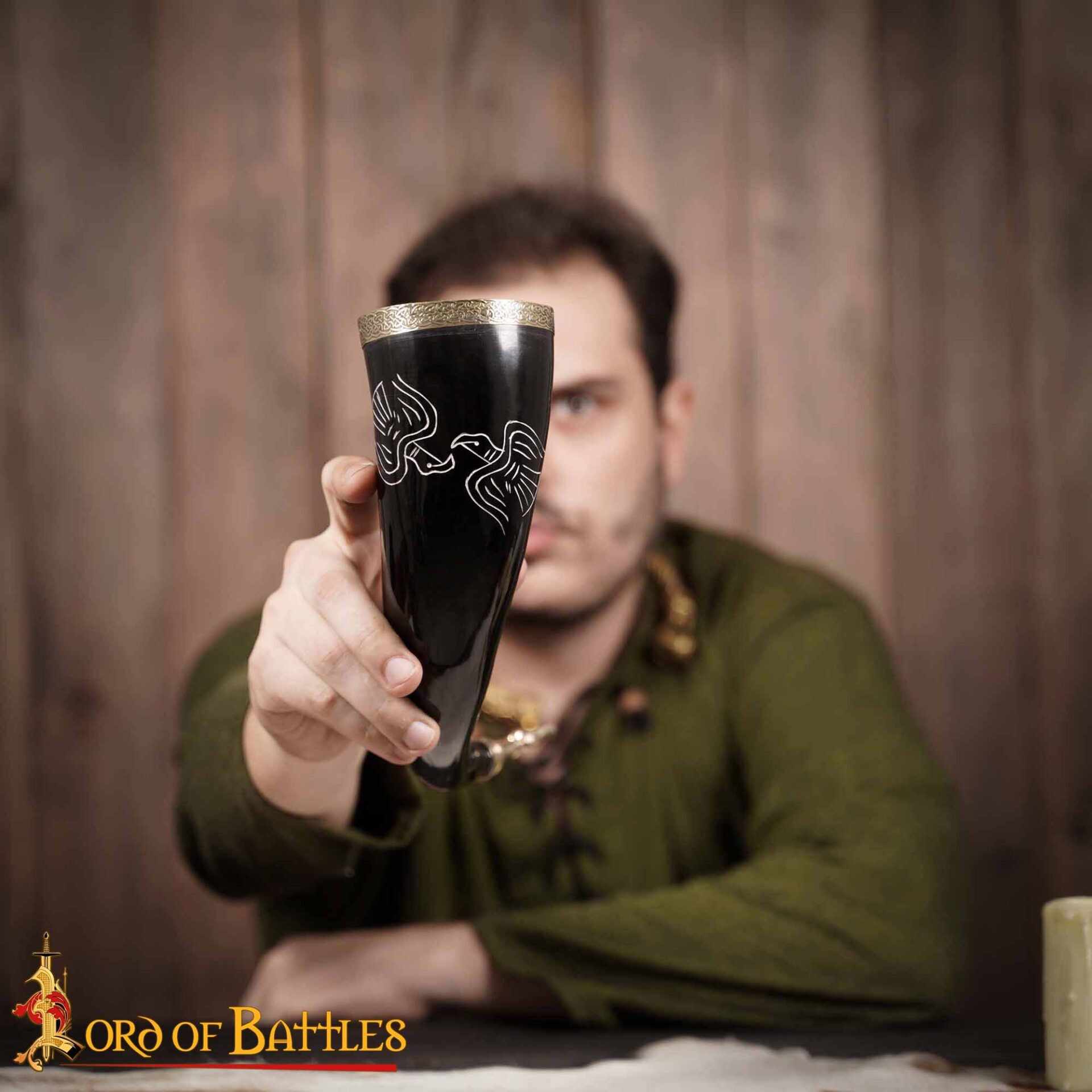 Viking Drinking Horn 400 - 500 Ml Cuerno de Buey Auténtico Hecho a Mano - Imagen 6