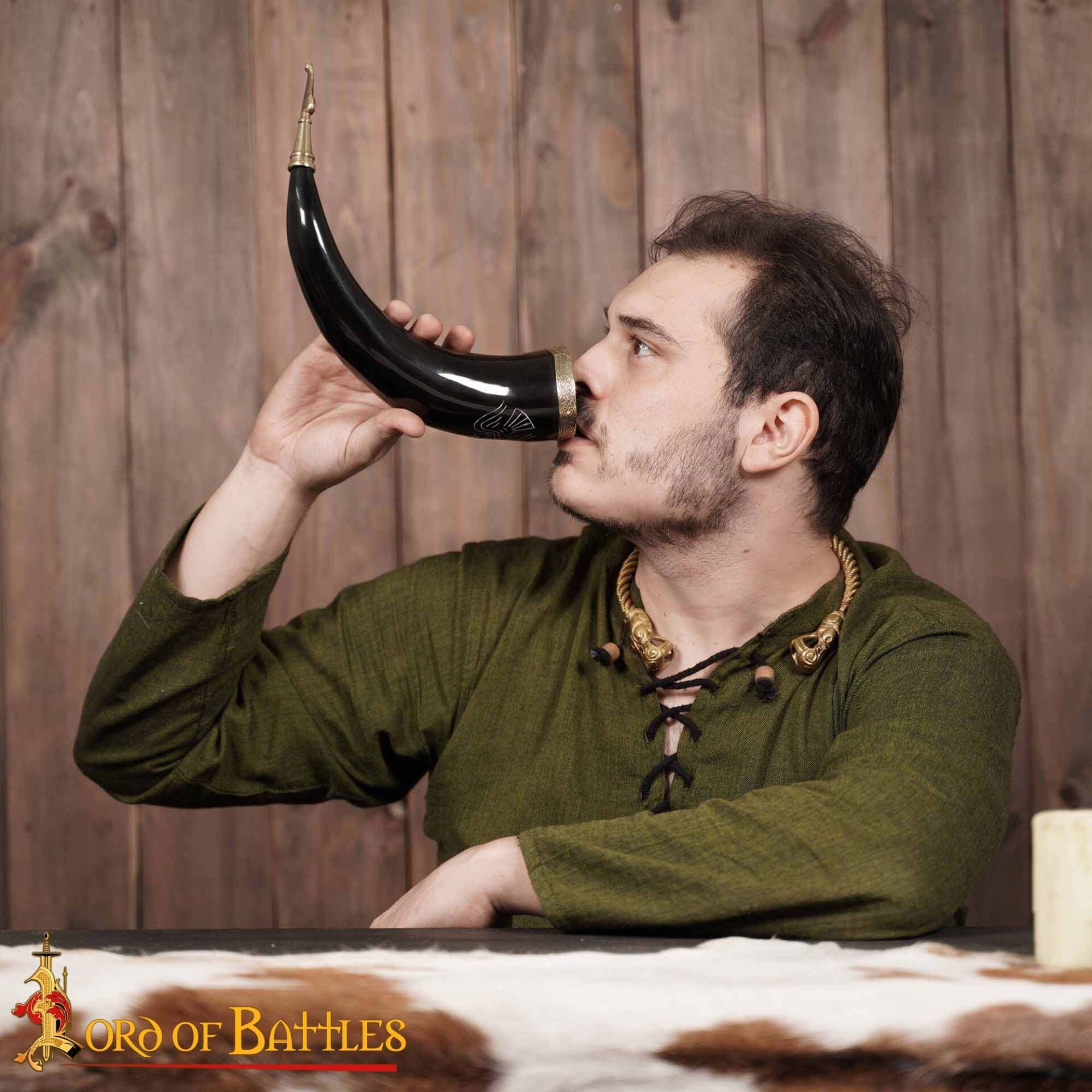Viking Drinking Horn 400 - 500 Ml Cuerno de Buey Auténtico Hecho a Mano - Imagen 7