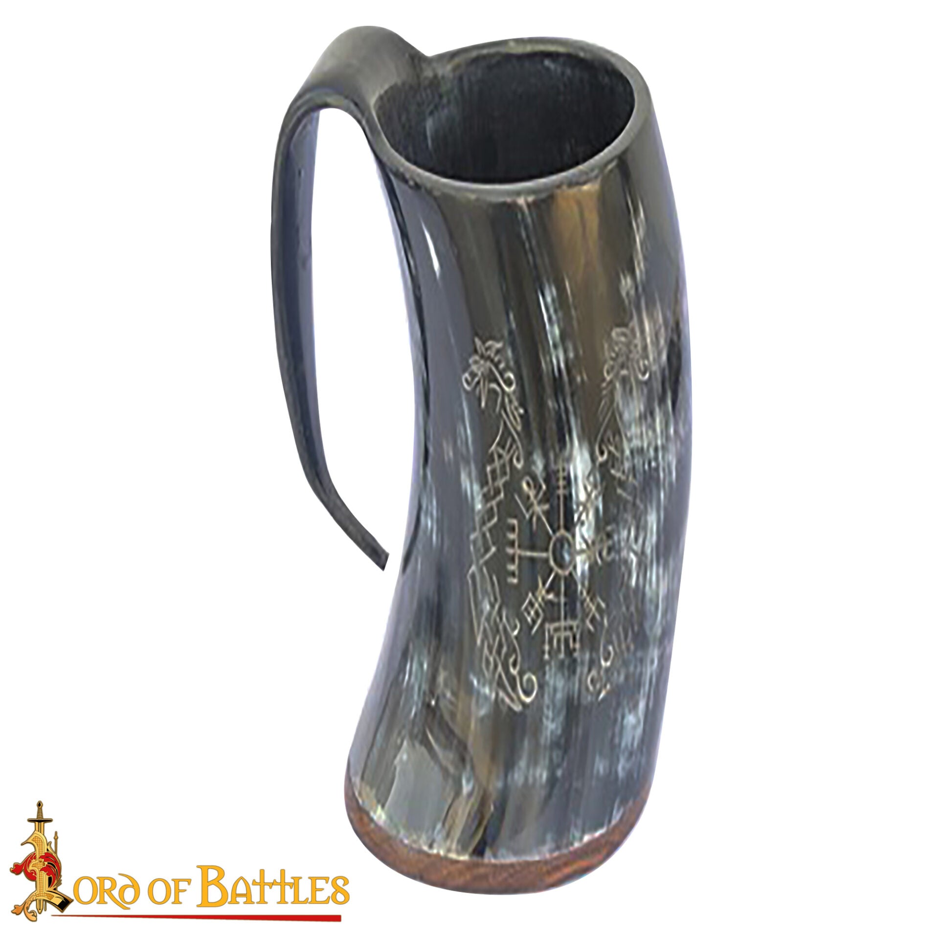 Viking Drinking Horn Tankard- Hecho a Mano con Grabado - Imagen 8
