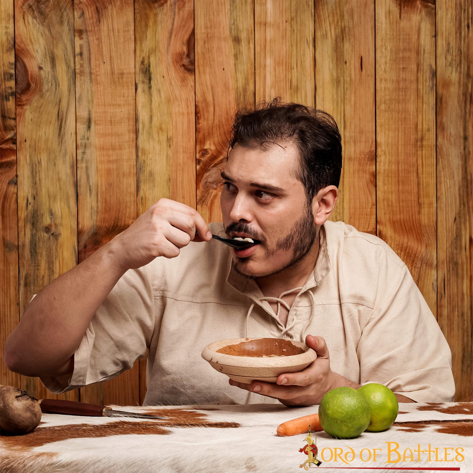 Viking Feast Tazón Ancho de Madera Hecho a Mano Cubiertos Útiles de Madera Dura - Imagen 6