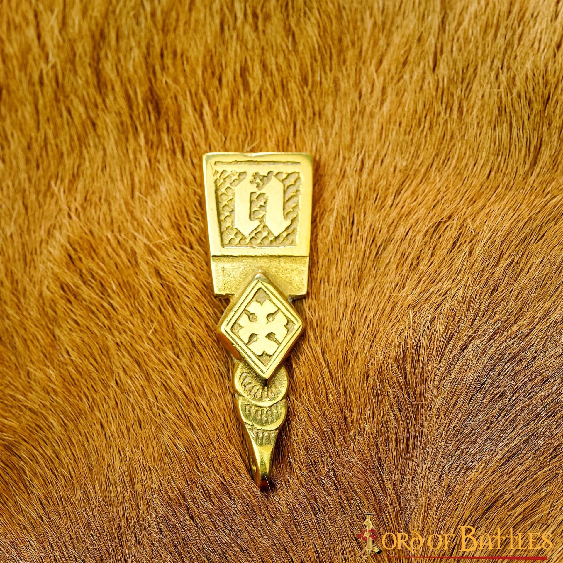 Intrincado Cinturón Medieval de Latón Macizo Accesorio Funcional Chape - Imagen 8