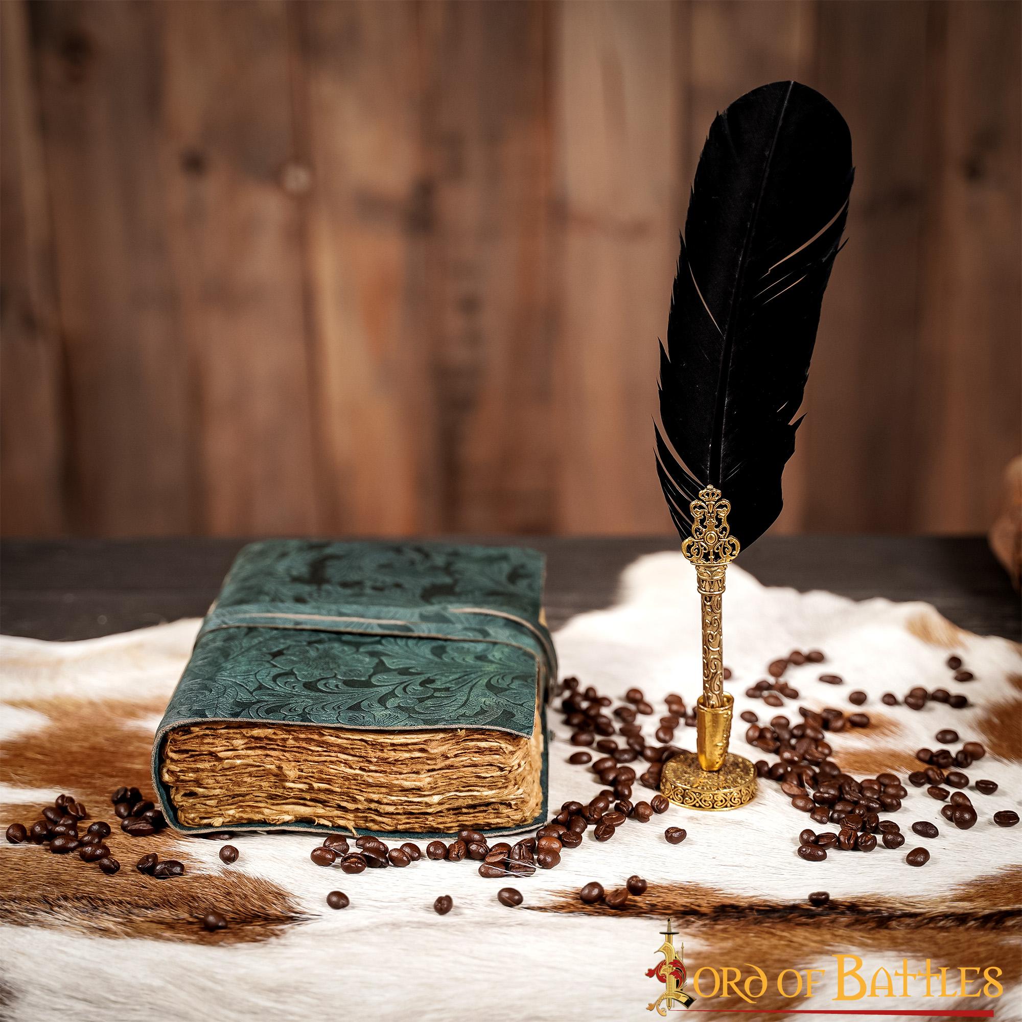 Diario Medieval de Cuero con Papel Antiguo -verde - Diario Hecho a Mano - Imagen 19