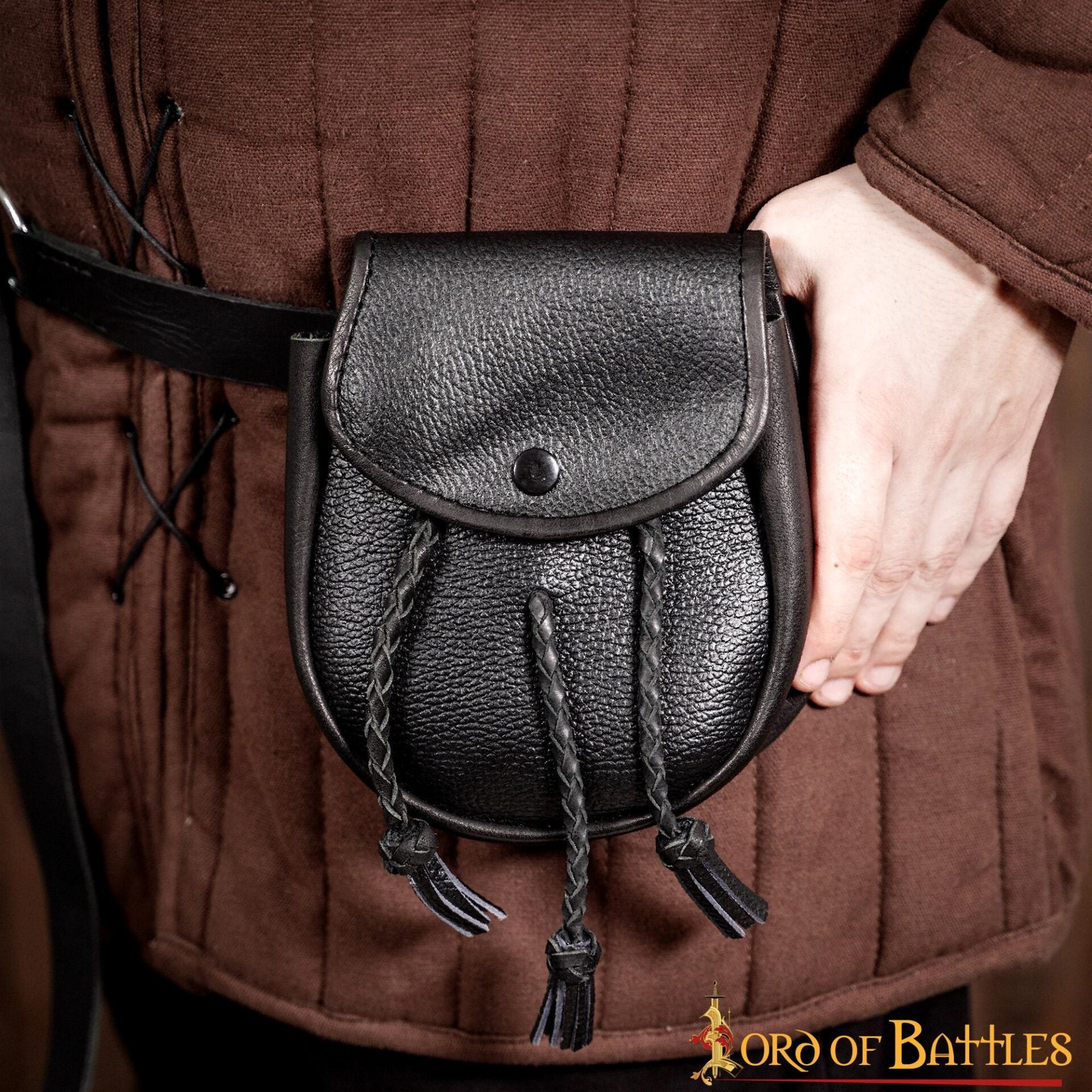 Sporran Medieval con Borlas Trenzadas Hecho a Mano de Cuero Genuino - Imagen 18