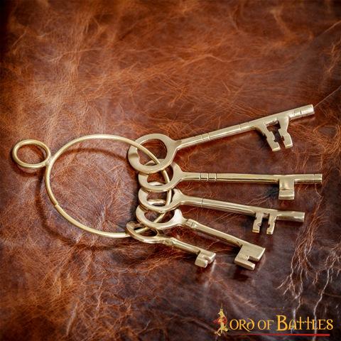 Juego de Llaves Medievales de Latón para Mazmorras - Réplica Histórica de 5 Piezas para Decoración Pirata y Salas de Escape - Imagen 14