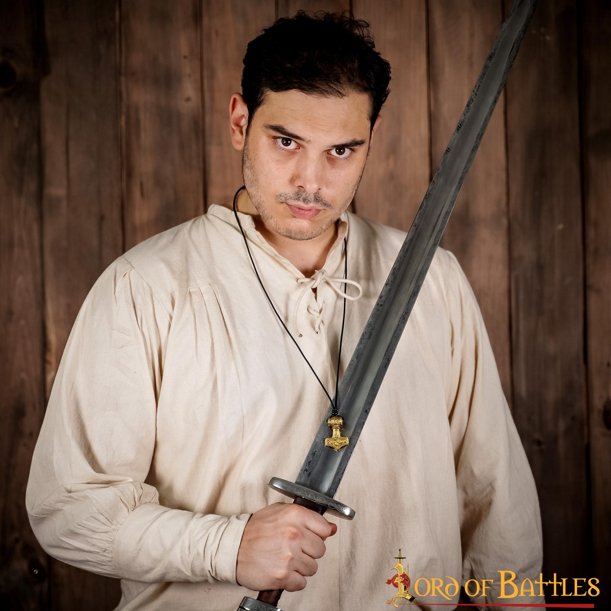 Colgante Mjolnir con Cordón de Cuero - Latón, Martillo de Thor - Imagen 14