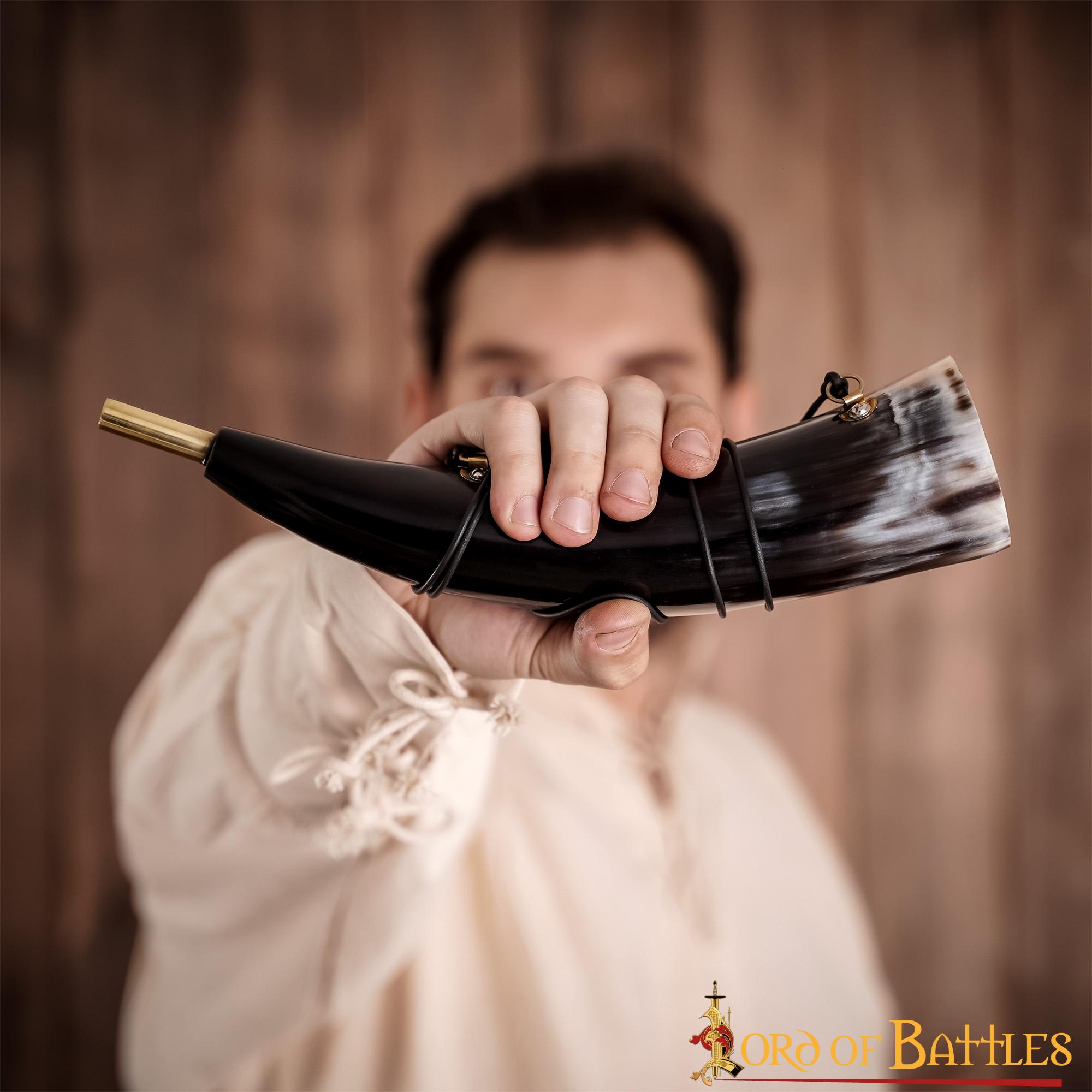 Viking Blowing Horn - Bocina de Buey de Origen Ético con Boquilla de Latón - Imagen 13