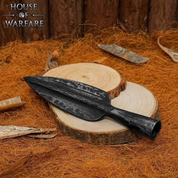Punta de Lanza Medieval de Hoja Estriada de Acero Al Carbono Forjada a Mano para Lanza de Bricolaje, Larp y Exhibición - Imagen 9