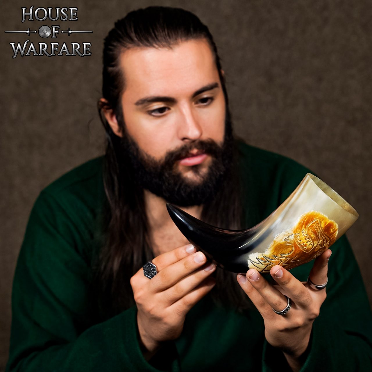 Cuerno para Beber Vikingo Auténtico Fenrir Wolf - Cuerno de Buey Pulido Grabado a Mano - Inspiración Nórdica - Imagen 10