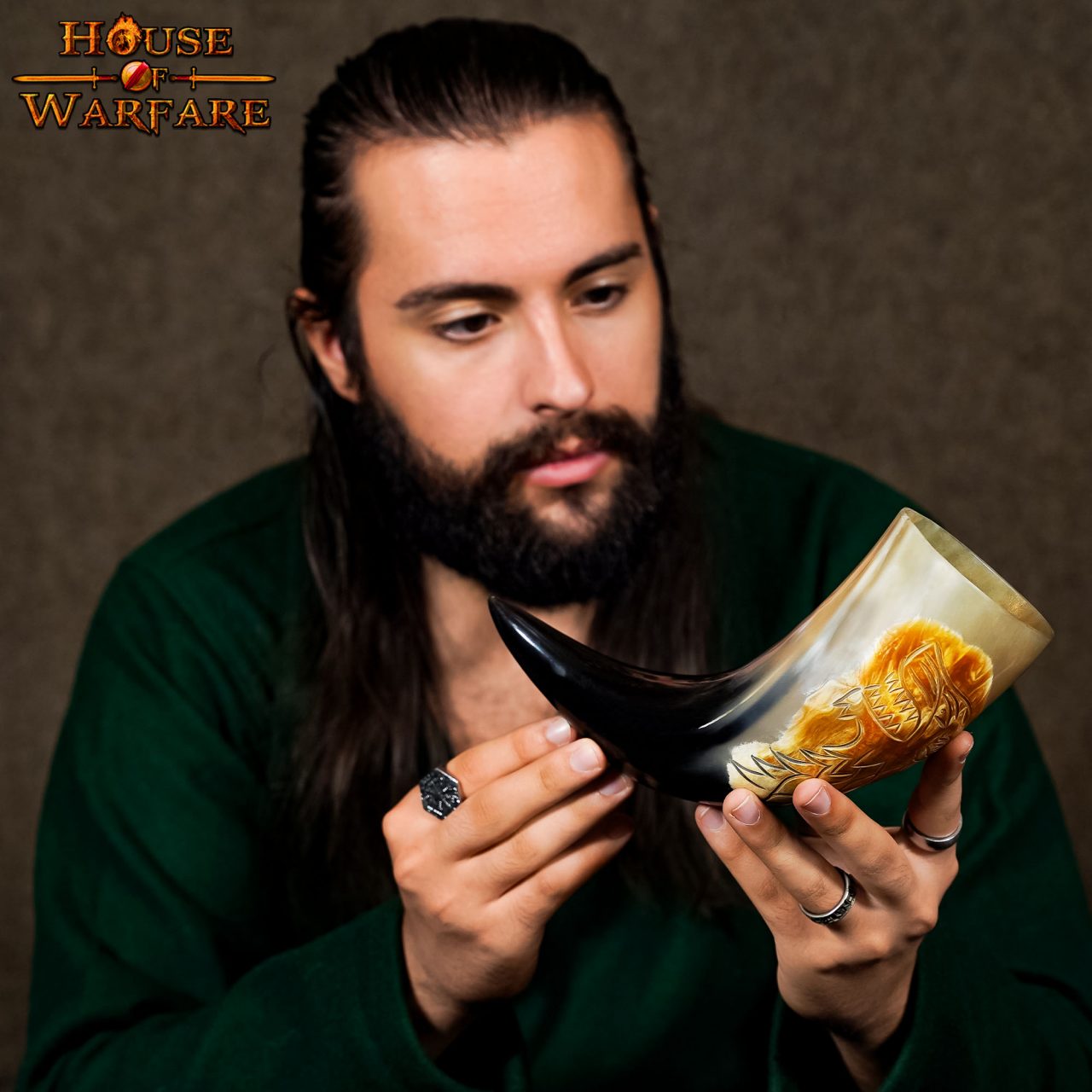 Cuerno para Beber Vikingo Auténtico Fenrir Wolf - Cuerno de Buey Pulido Grabado a Mano - Inspiración Nórdica - Imagen 15