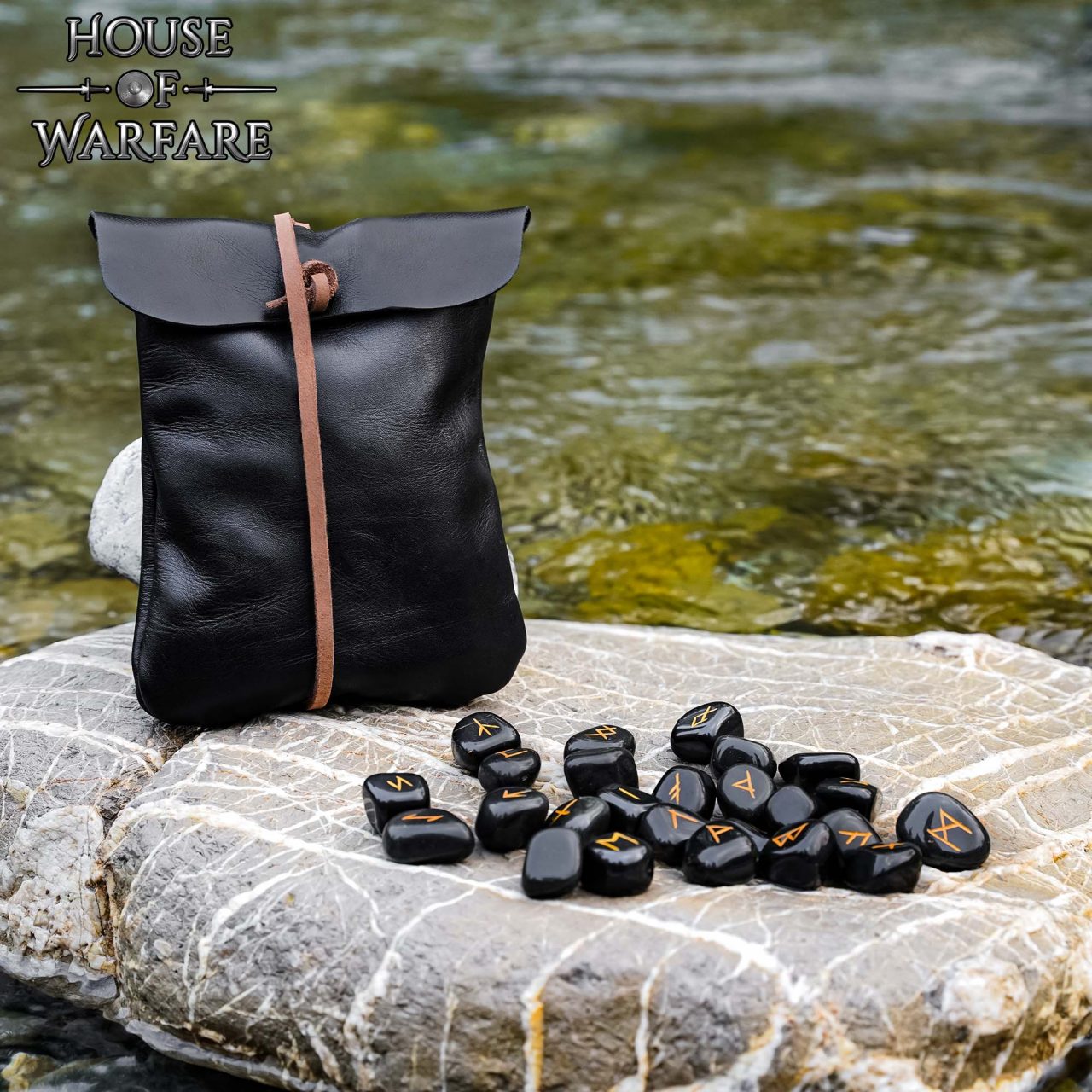 Juego de Piedras Rúnicas Vikingas con Estuche de Cuero Negro - Adivinación y Estrategia Nórdica - Imagen 9
