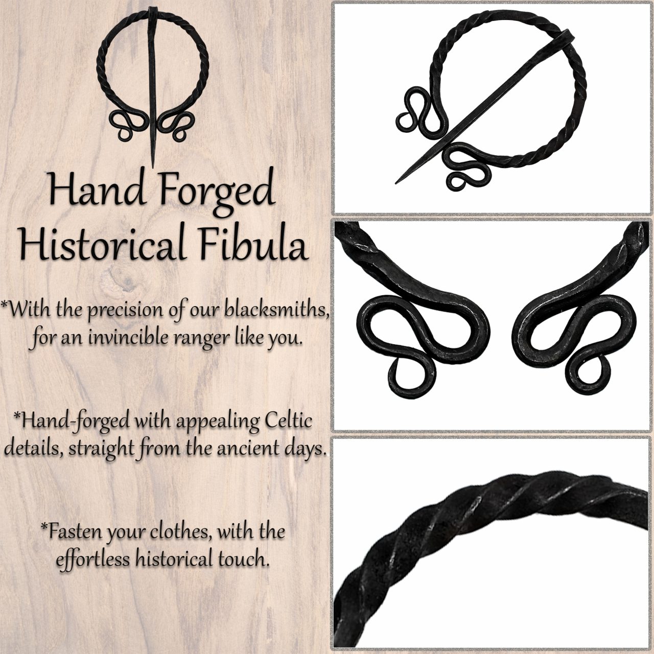 Alfiler de Capa / Peroné de Arquero Élfico Histórico Forjado a Mano - Imagen 6