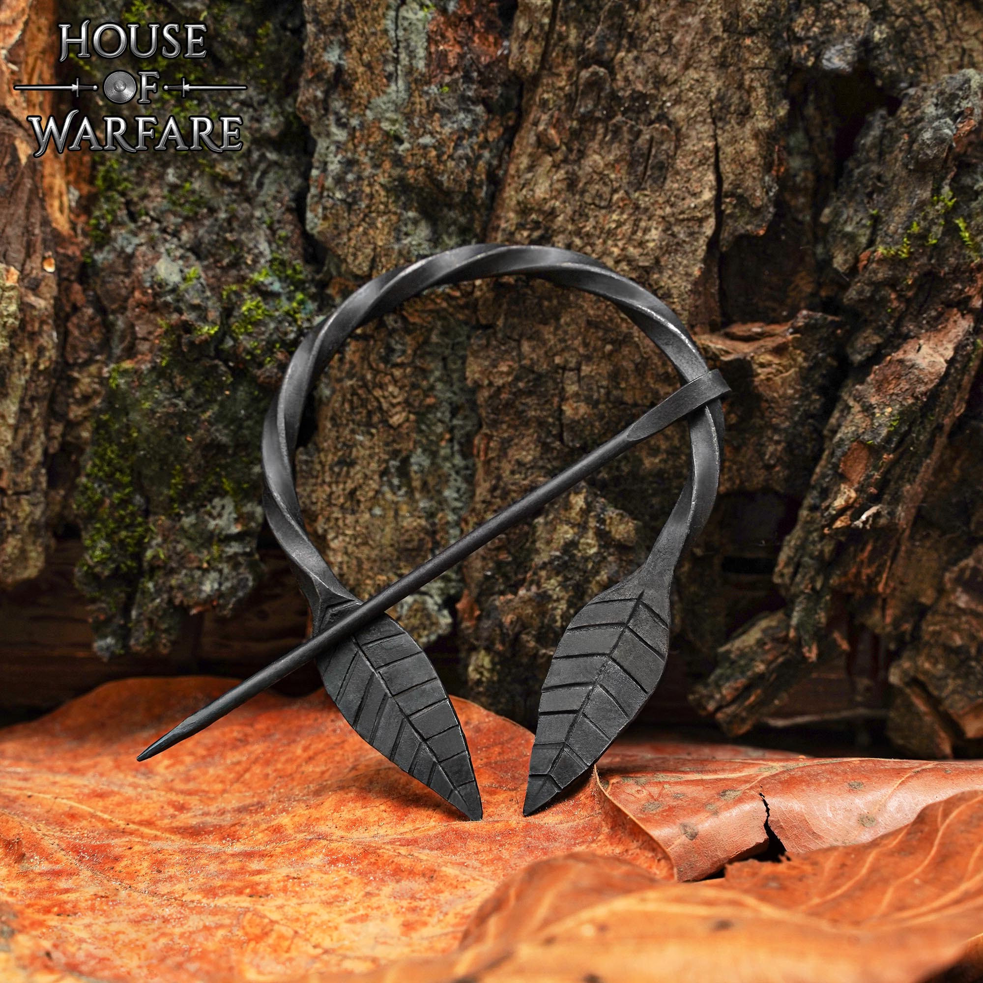 Broche Hoja Celta Forjado a Mano Alfiler de Capa - Imagen 2