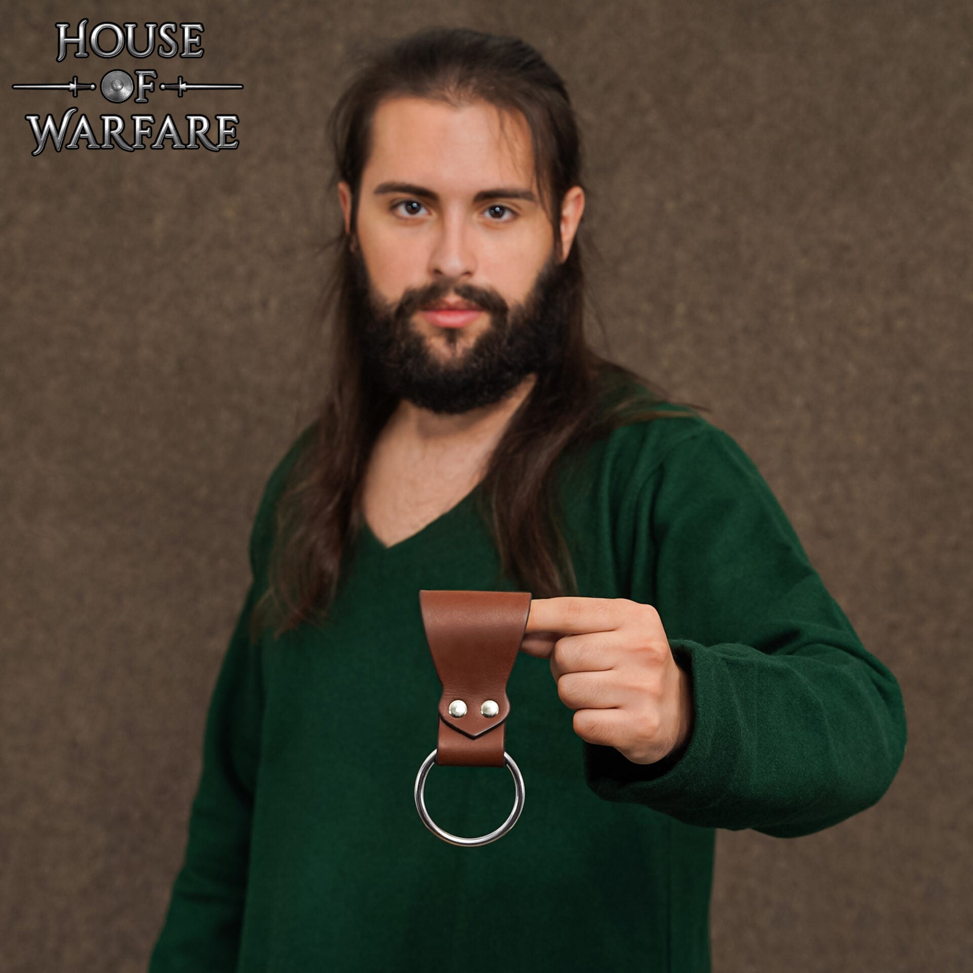 Rana Medieval de Cuero para Hacha con Anilla de Acero - Cinturón Marrón para Hachas y Herramientas - Imagen 13