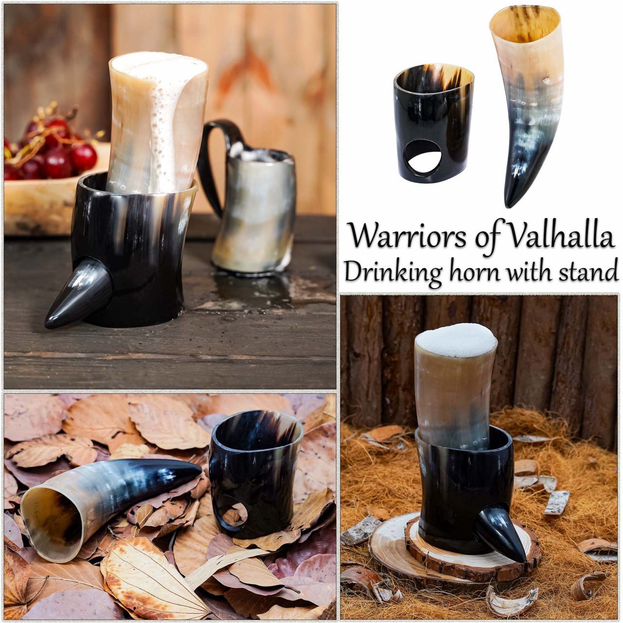 Vikingo Cuerno de Buey Pulido para Beber con Soporte - Imagen 14