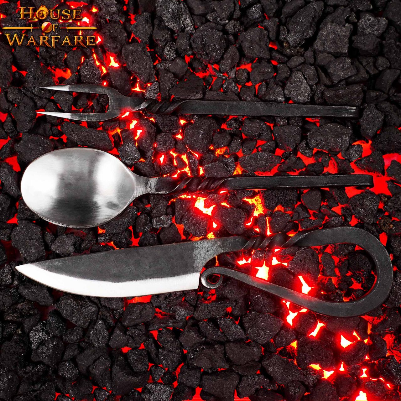 Juego de Cubiertos Medievales Forjados a Mano con Vaina - Imagen 8