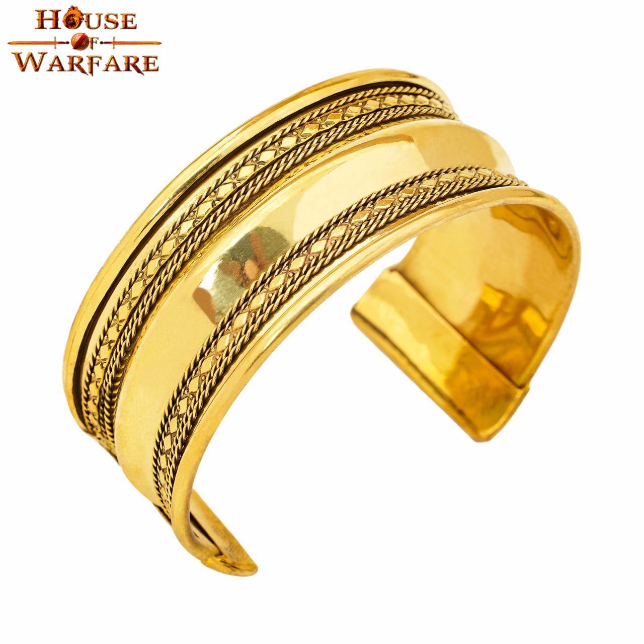 Pulsera Medieval de Latón - Brazalete Ancho Hecho a Mano con Bordes Decorativos Ornamentados - Imagen 14