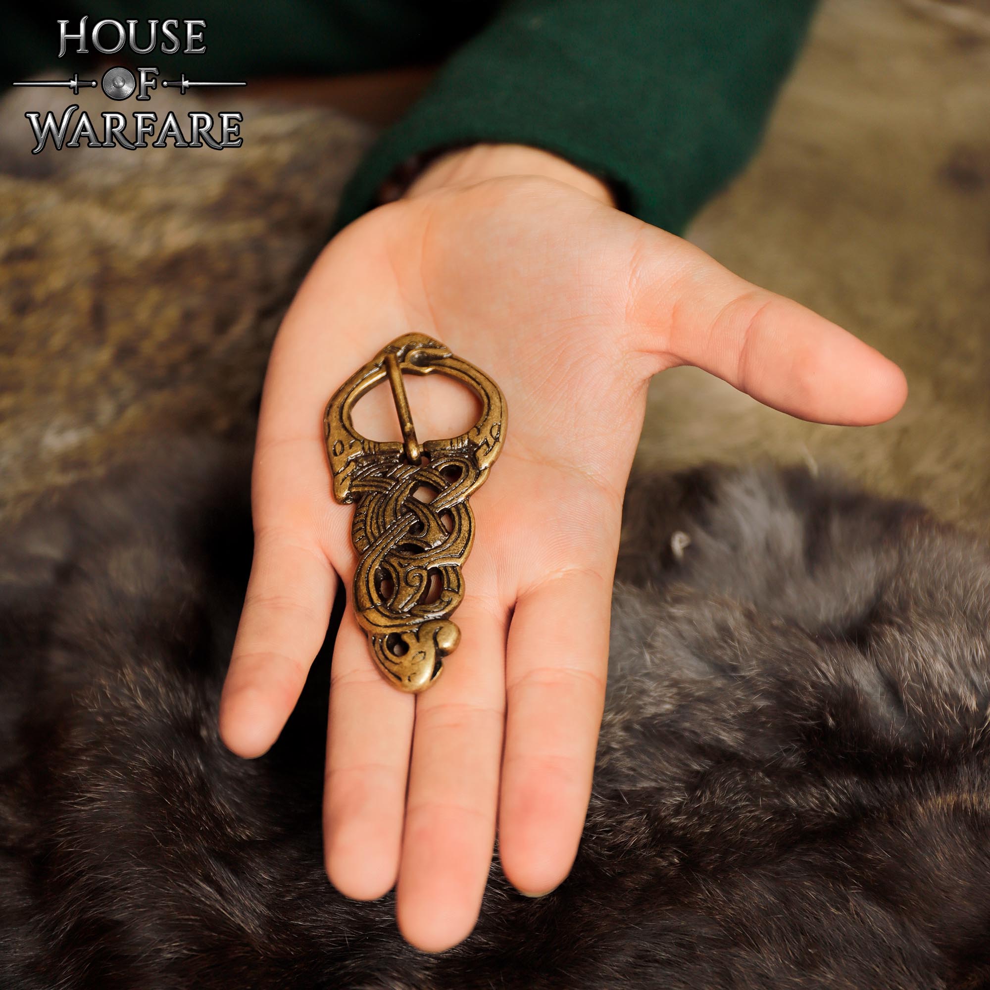 Hebilla de Cinturón Vikinga de Latón con Nudo de Serpiente - Antiguo - Imagen 11