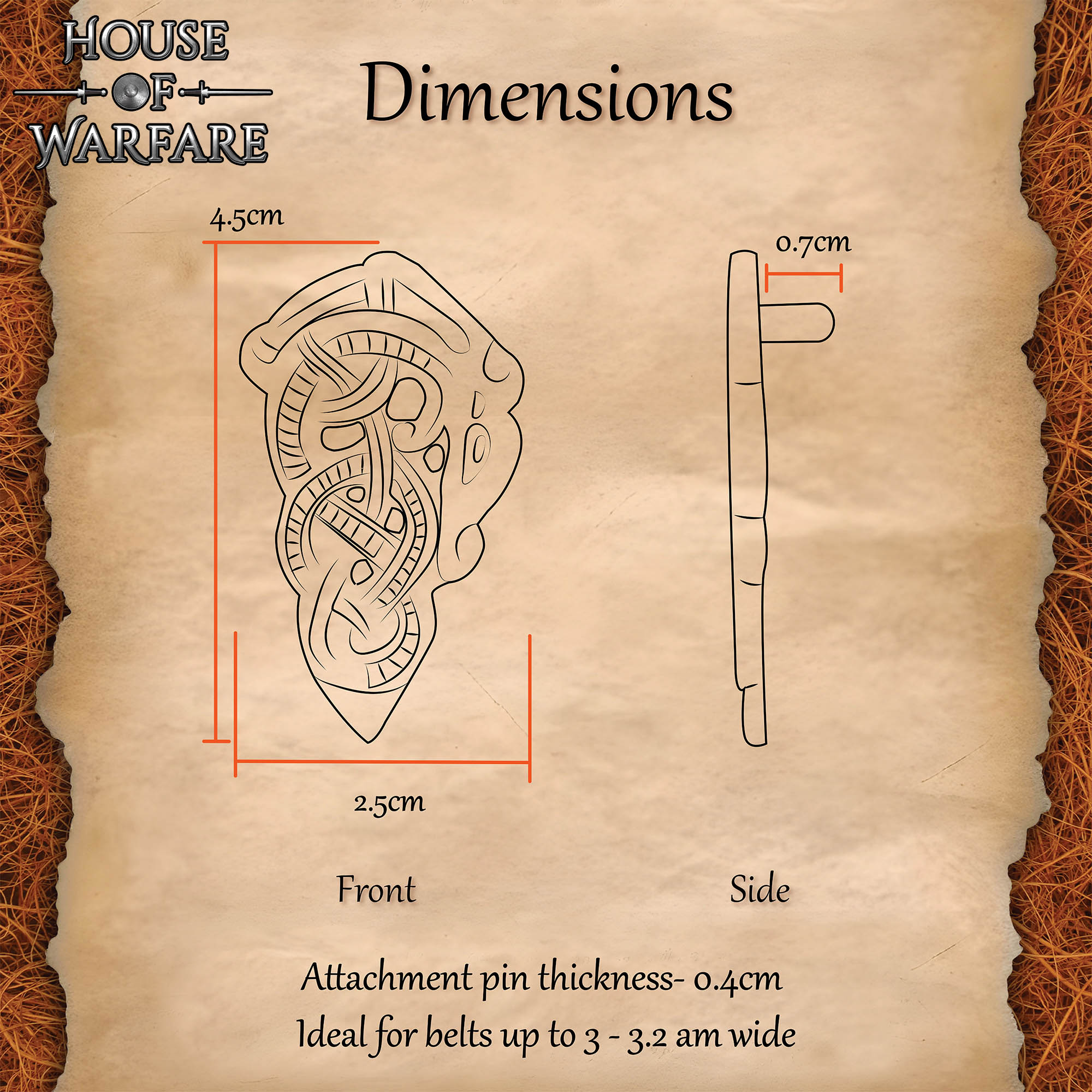 Viking Haithabu Extremo de Cinturón de Latón Macizo Envejecido - Imagen 3