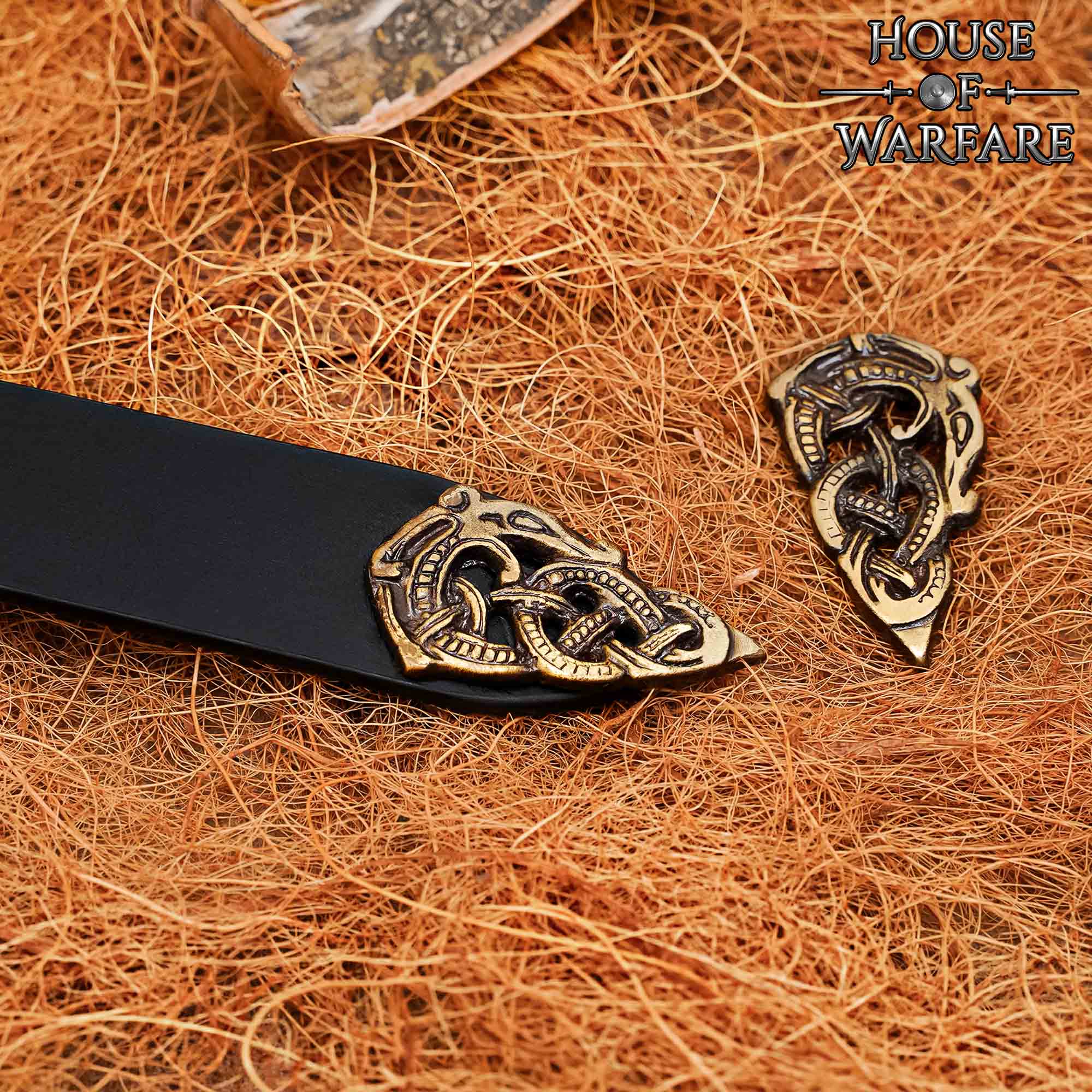 Viking Haithabu Extremo de Cinturón de Latón Macizo Envejecido - Imagen 4