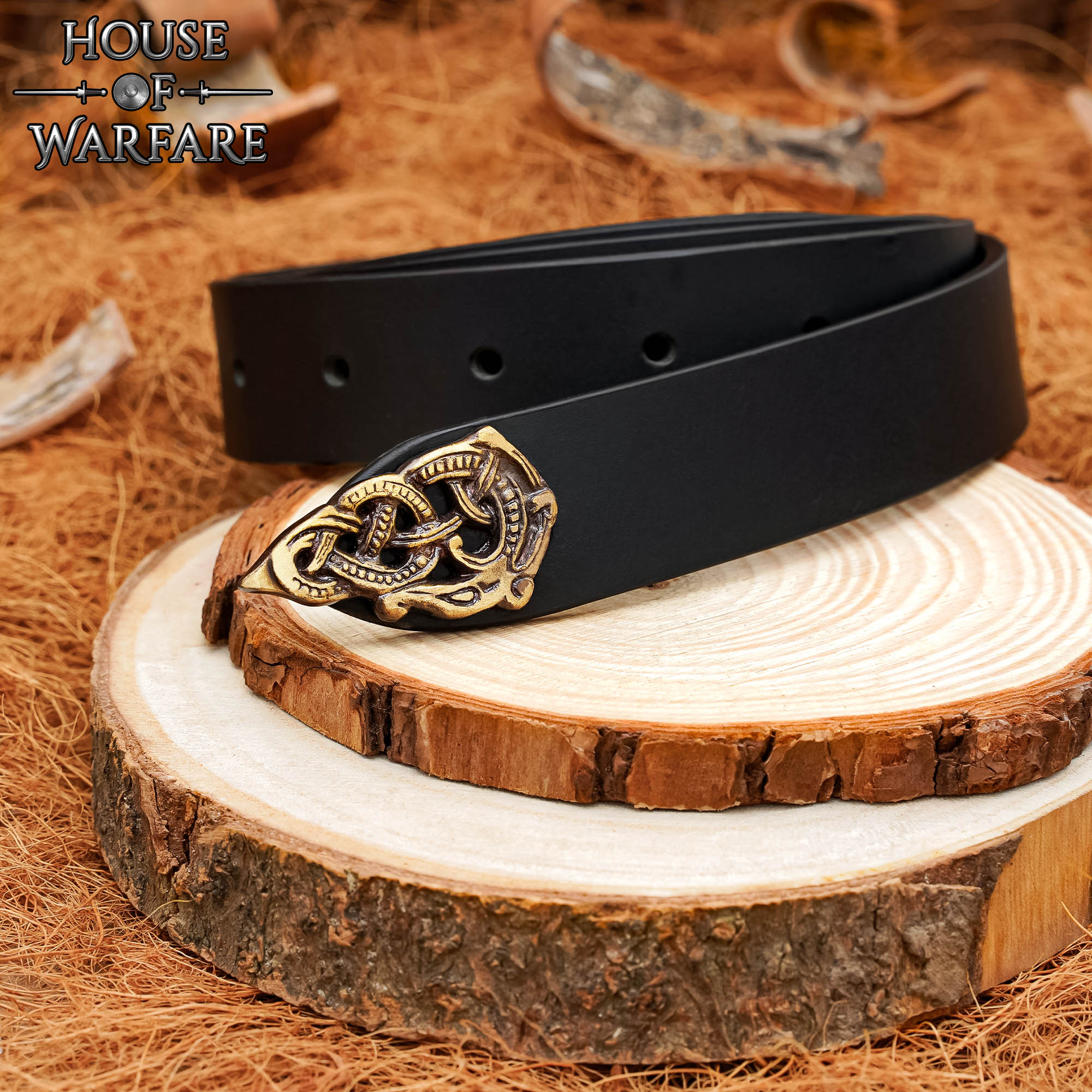 Viking Haithabu Extremo de Cinturón de Latón Macizo Envejecido - Imagen 2