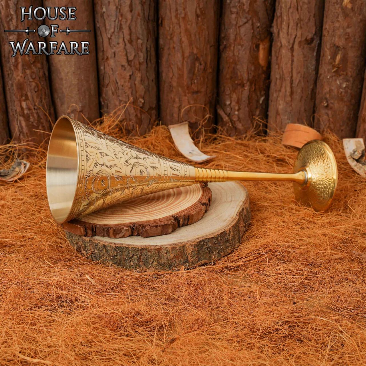 Copa Medieval Cáliz de Latón - Grabado Vintage Drinkware - Imagen 13