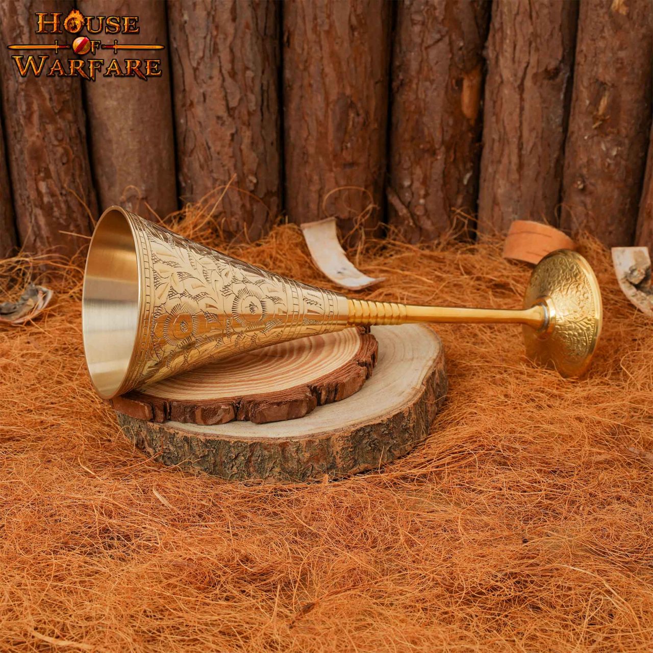 Copa Medieval Cáliz de Latón - Grabado Vintage Drinkware - Imagen 18