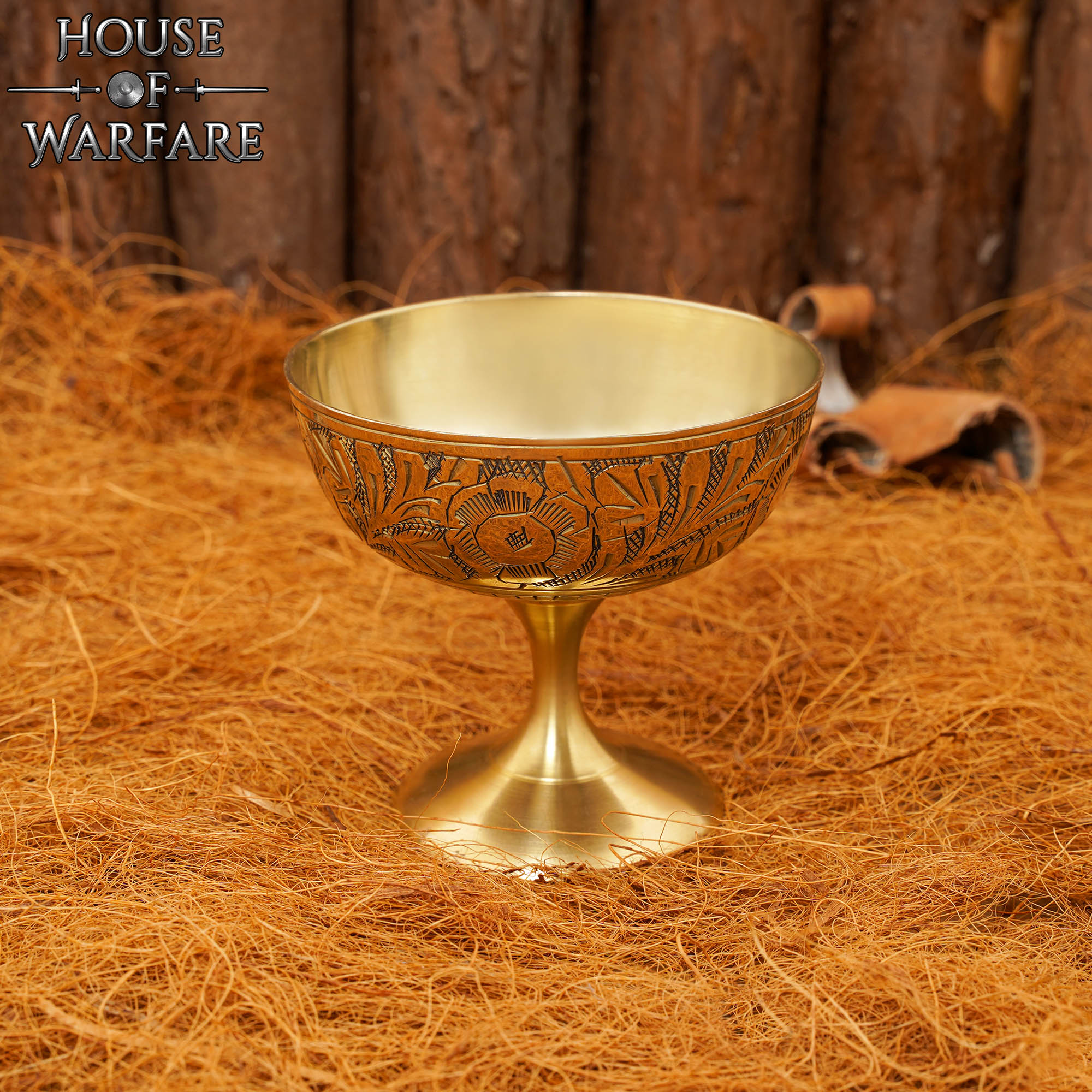 Copa Medieval Cáliz Vintage de Latón - Copa en Relieve para Fiestas y Decoración del Hogar - Imagen 9