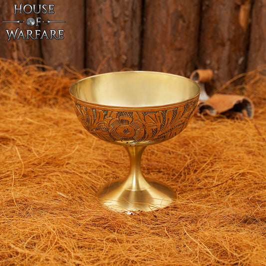 Copa Medieval Cáliz Vintage de Latón - Copa en Relieve para Fiestas y Decoración del Hogar - Imagen 9