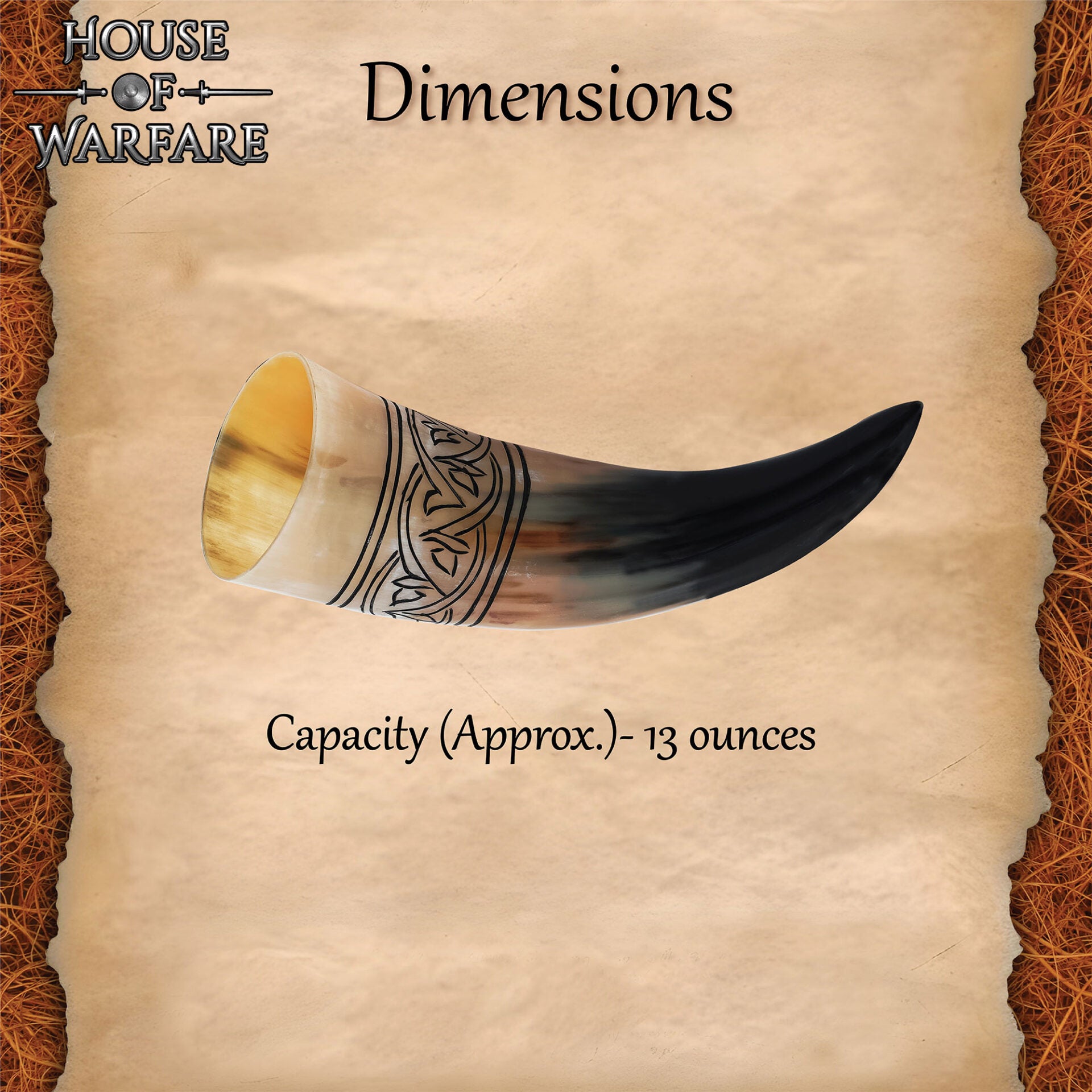 Viking 350 - 400 Ml Genuino Cuerno para Beber con Grabado - Imagen 3