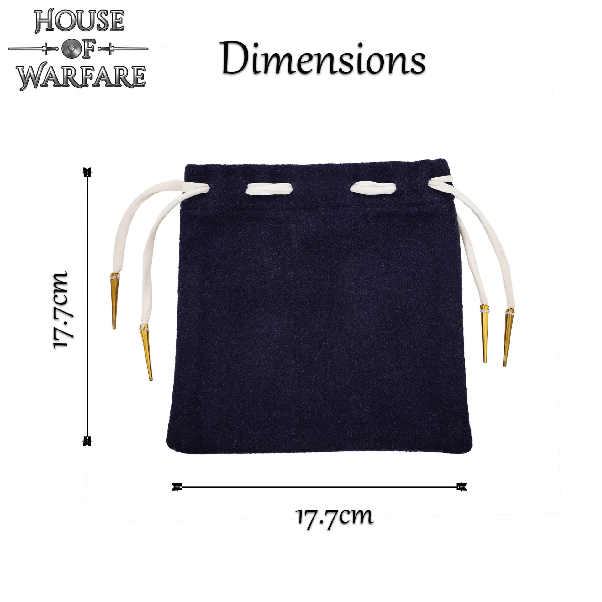 Bolsa Medieval de Lana con Cordón Azul Marino - Imagen 9