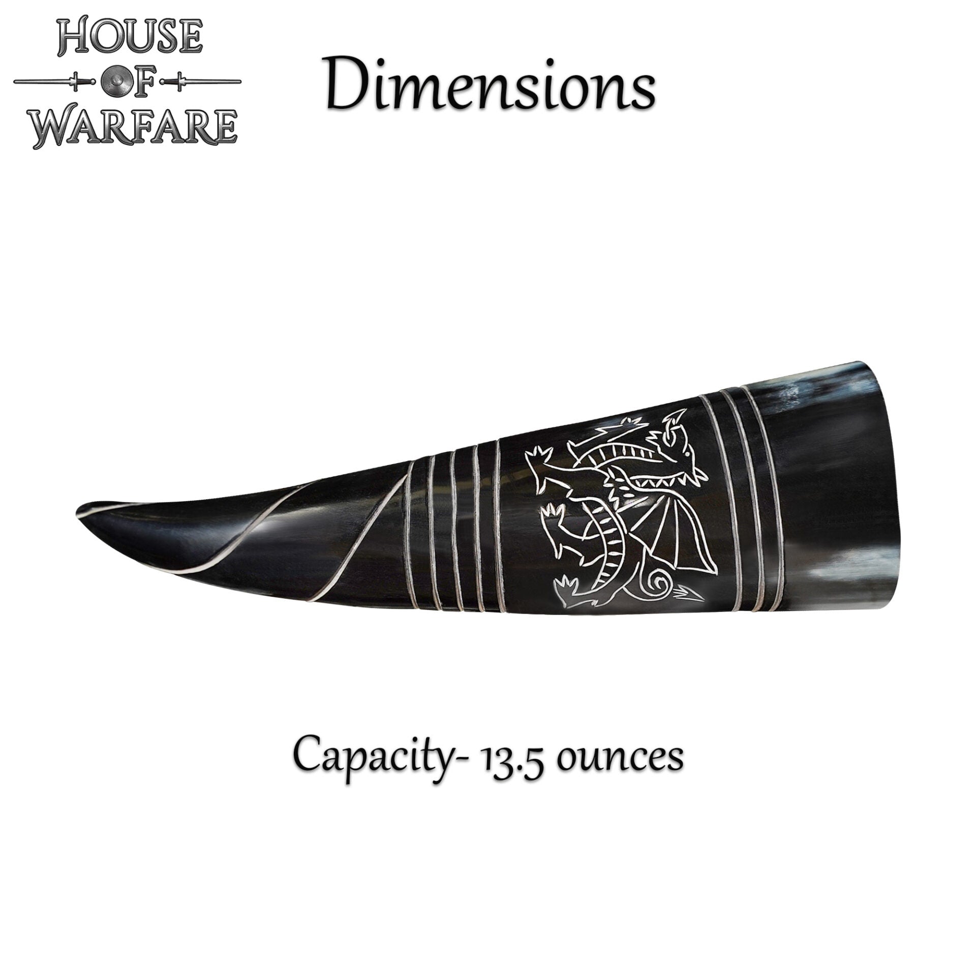 Cuerno para Beber "el Dragón Celta" 400 Ml Elaborado a Mano con Auténtico Cuerno de Buey - Imagen 4