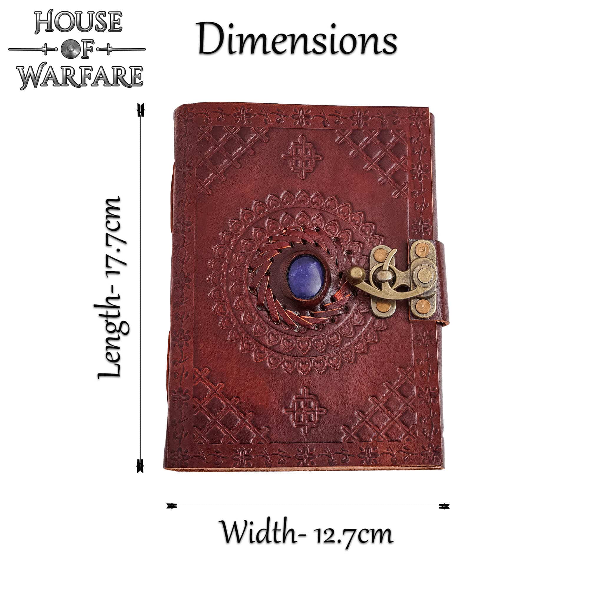 Diario Medieval de Cuero Grabado con Piedra Azul - Diario Artesanal con Cerradura de Latón - Imagen 8