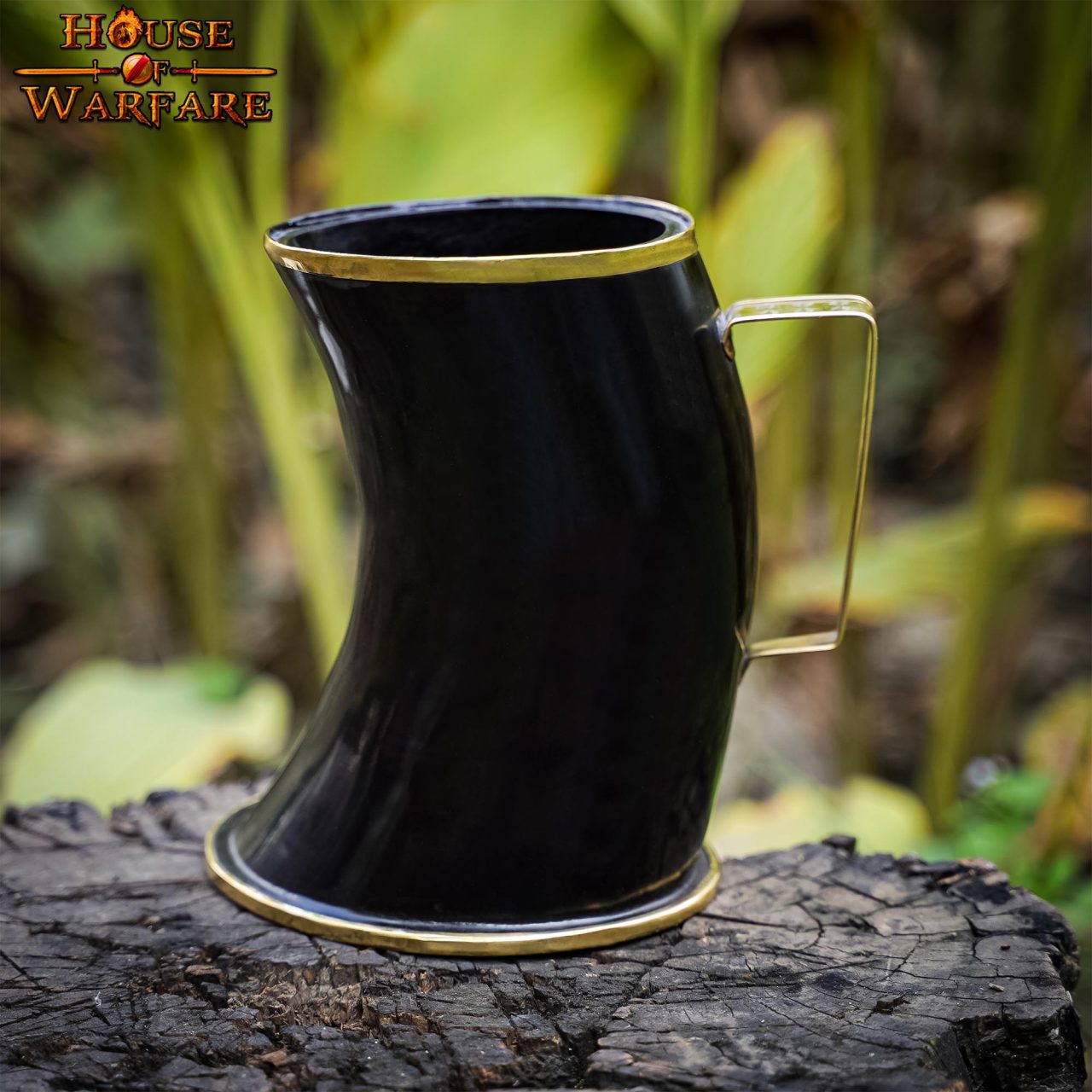 Jarra de Cuerno de Buey Estilo Vikingo con Borde de Latón Hecha a Mano - Imagen 11