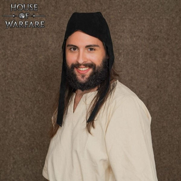 Gorra Medieval Artesanal de Piel de Ante con Visera Cuadrada - Imagen 1