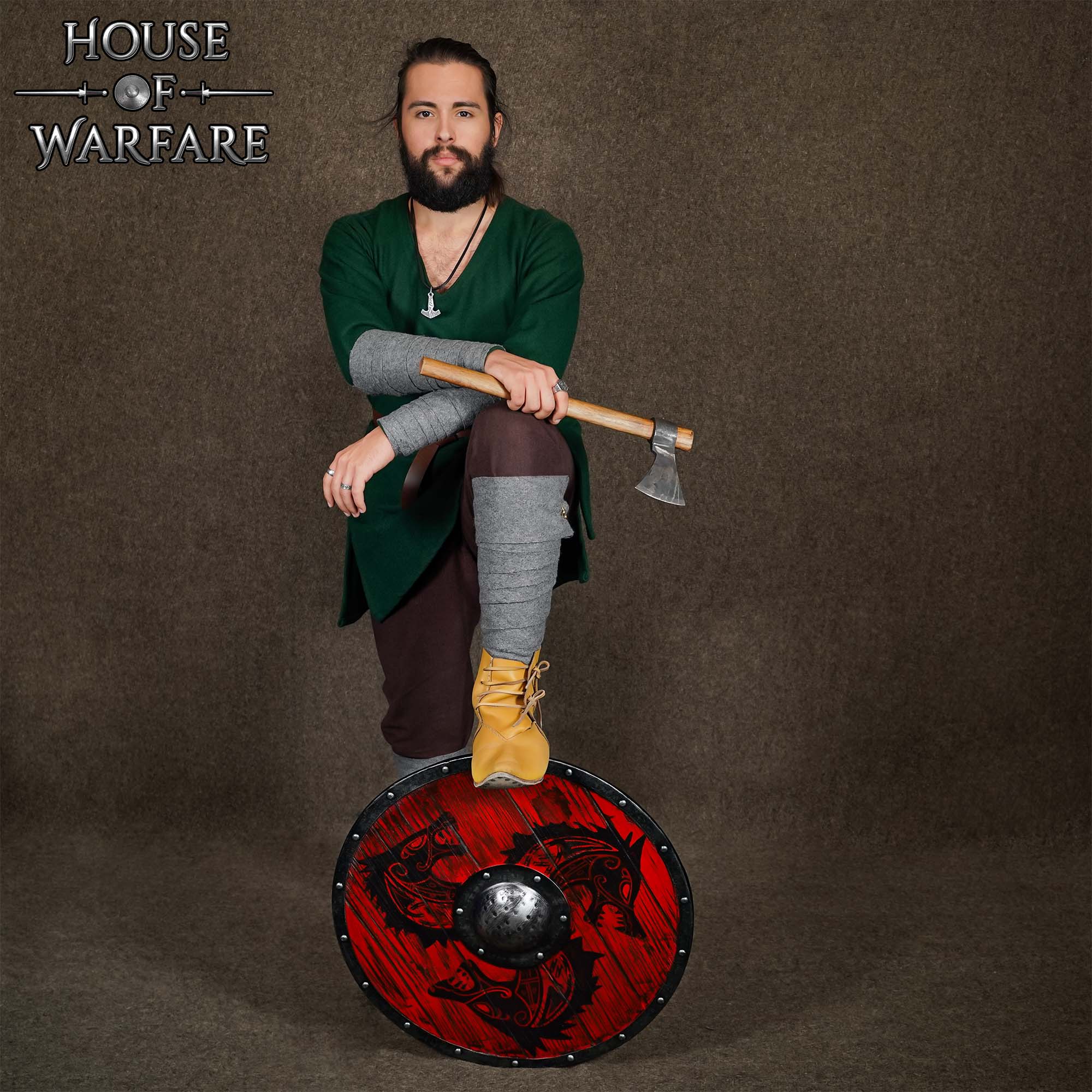 Escudo de Madera Artesanal Fenrir con Jefe de Escudo de Acero de 1,5 Mm - Imagen 3