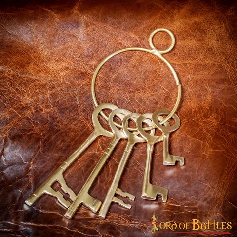 Juego de Llaves Medievales de Latón para Mazmorras - Réplica Histórica de 5 Piezas para Decoración Pirata y Salas de Escape - Imagen 13