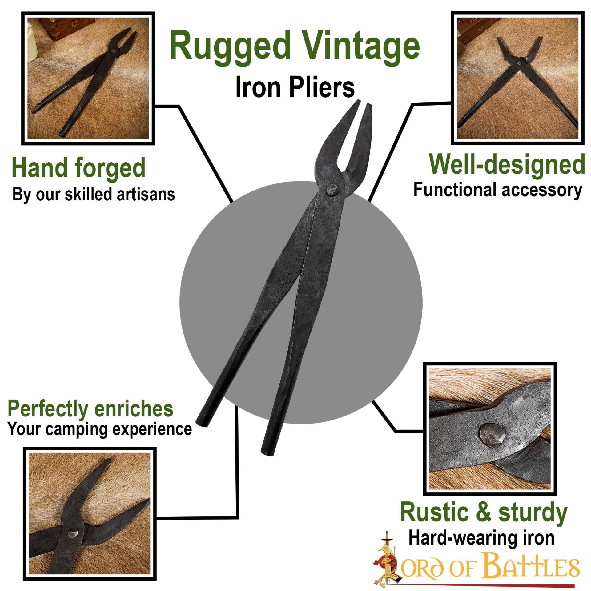 Alicates de Hierro Forjado a Mano de Estilo Vintage, Funcionales y Rústicos - Imagen 4