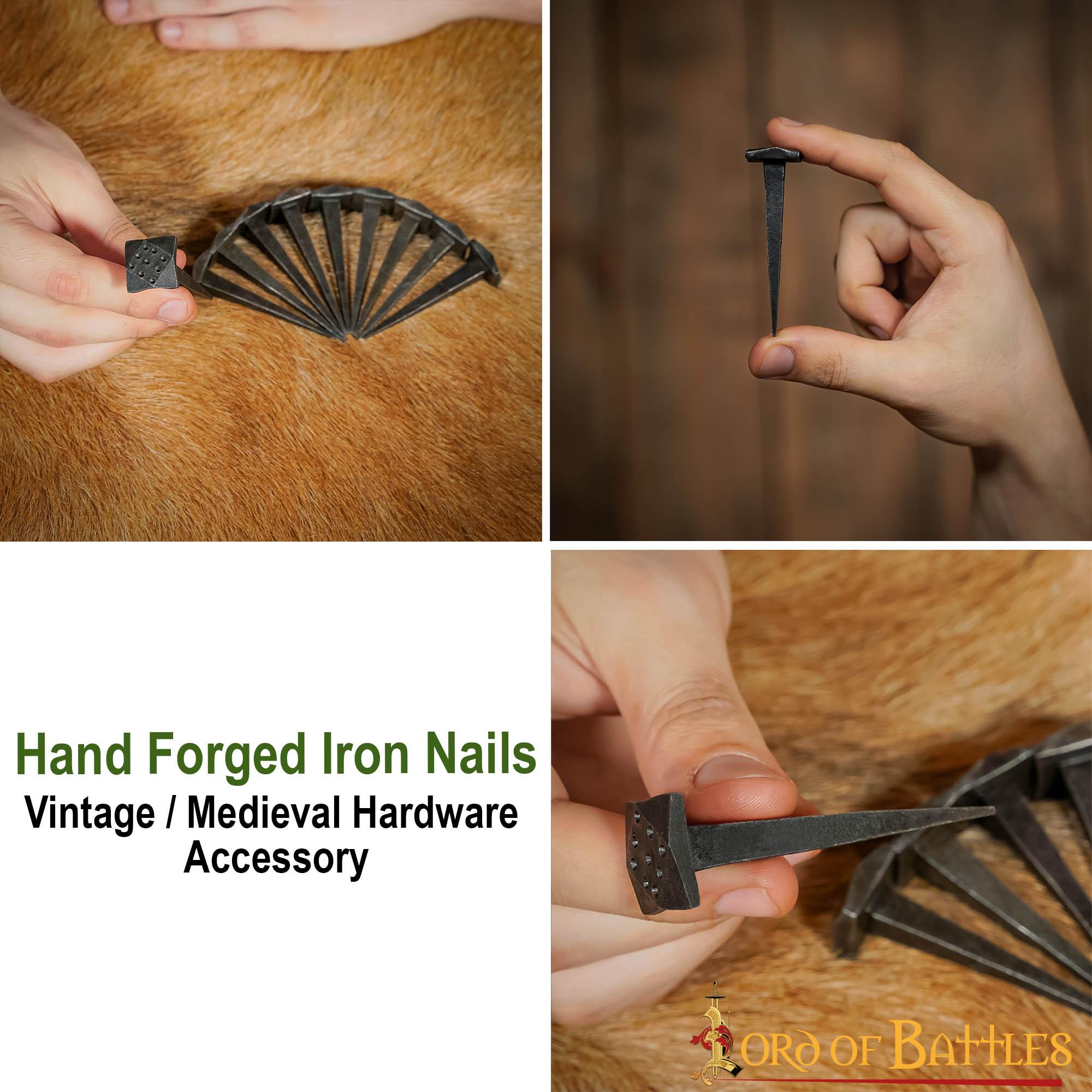 Clavos de Hierro Forjados a Mano, Juego de 10 Accesorios Rústicos con Acabado de Herrería Totalmente Funcionales - Imagen 12