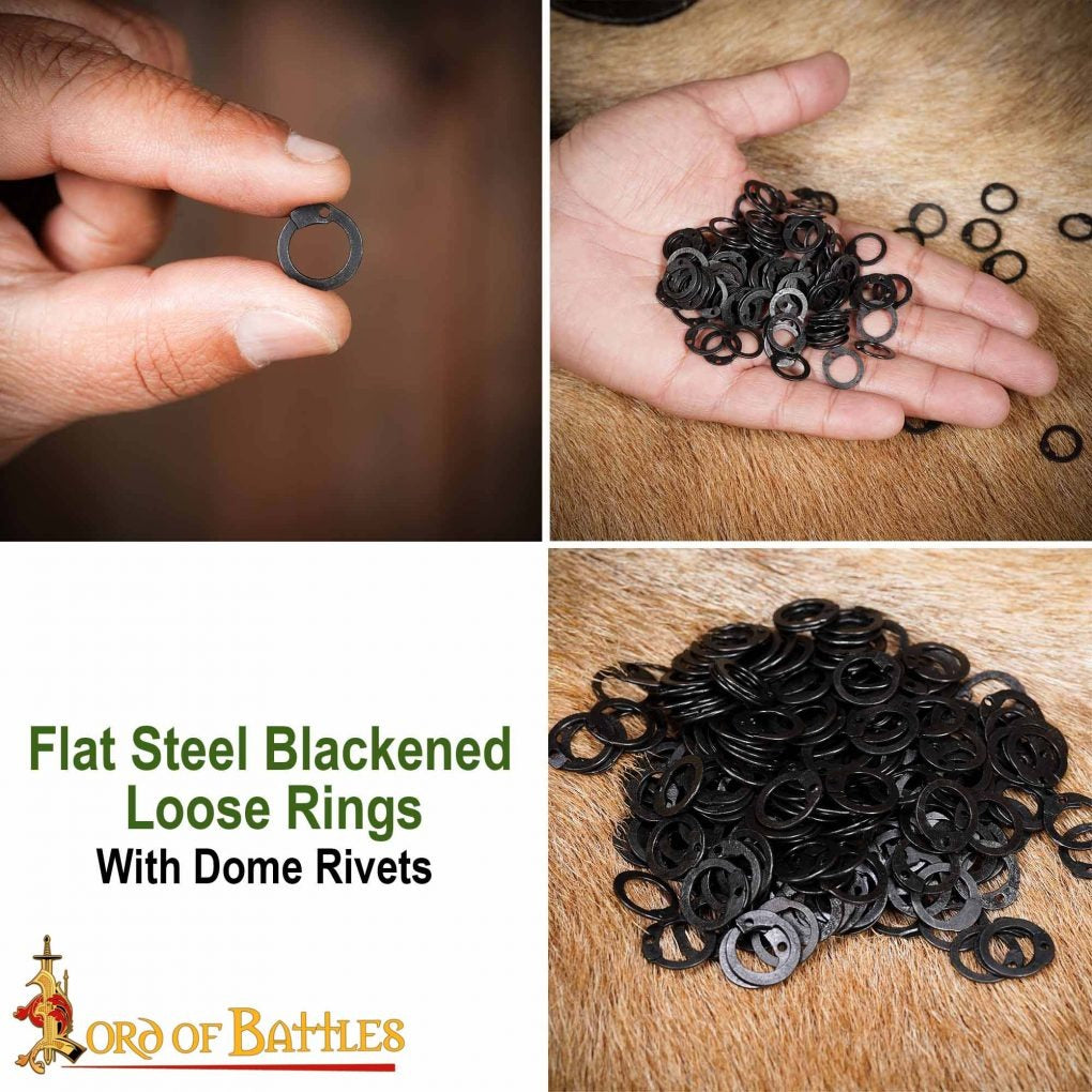 Anillas Sueltas de Acero Dulce Ennegrecido, Anillas Planas con Remaches de Cúpula, 9 Mm Calibre 17, Artesanía y Reparación de Armaduras de Cota de Malla - Imagen 7